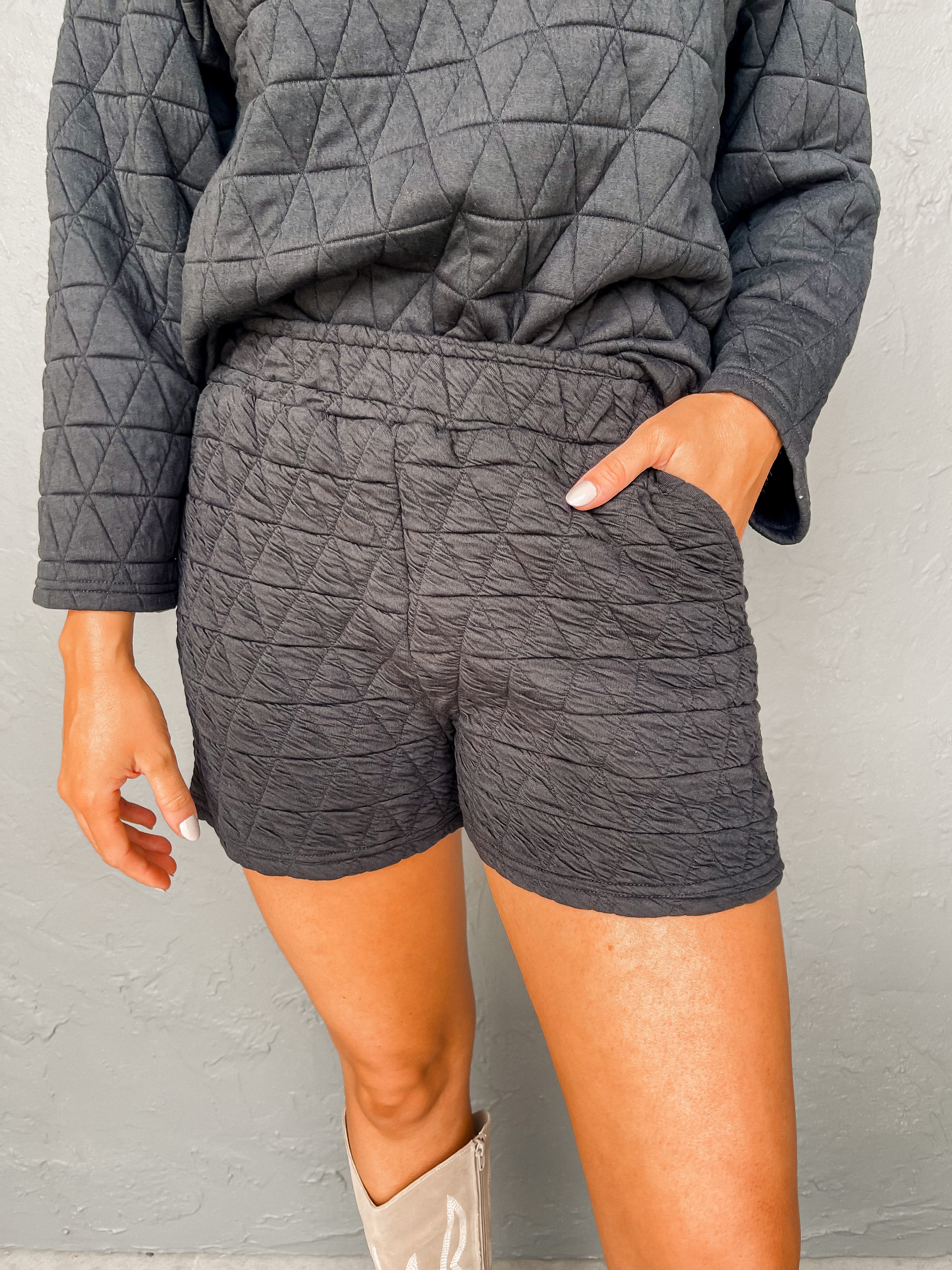Ready To Go Quilted Shorts-Black