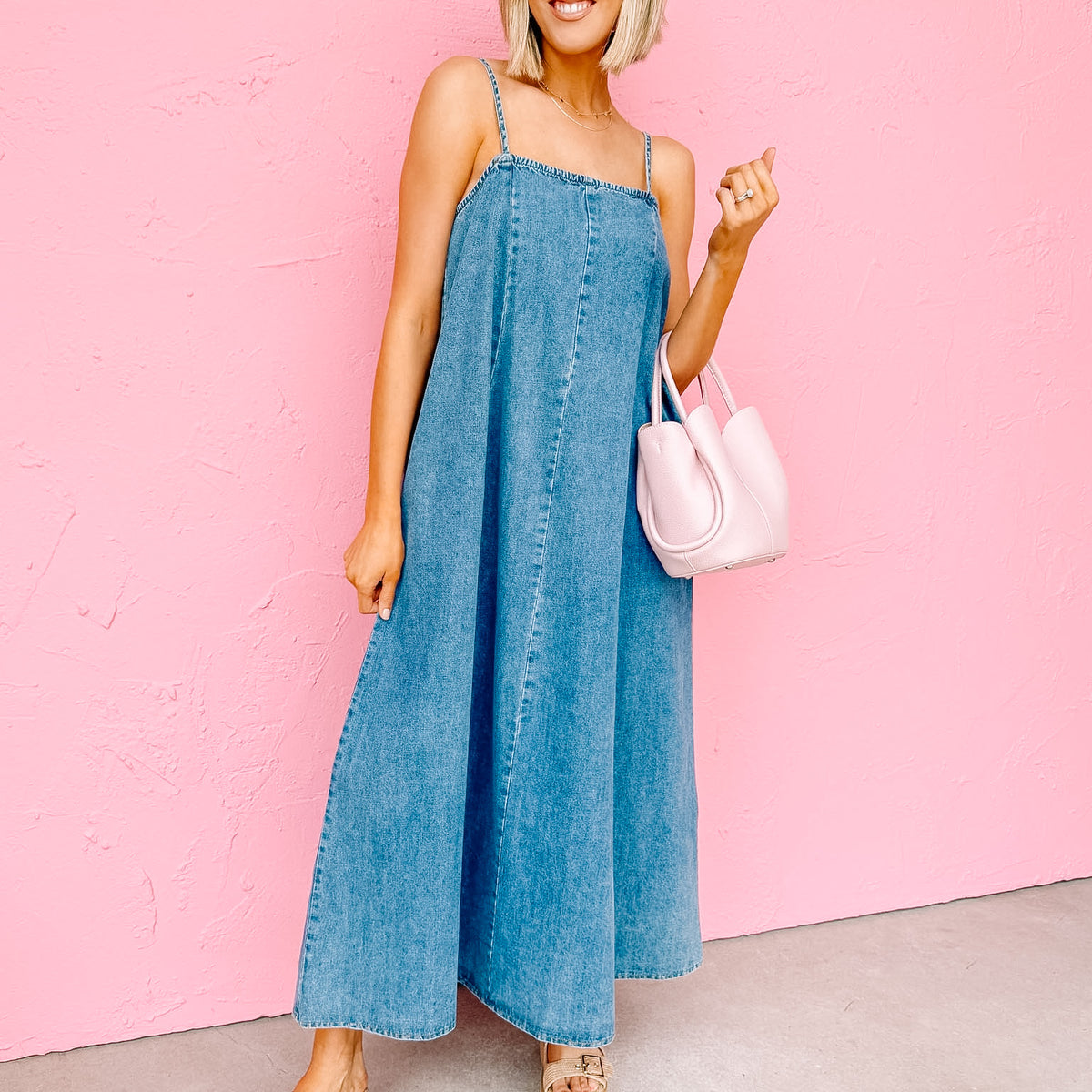 Reagan Strappy Denim Midi Dress