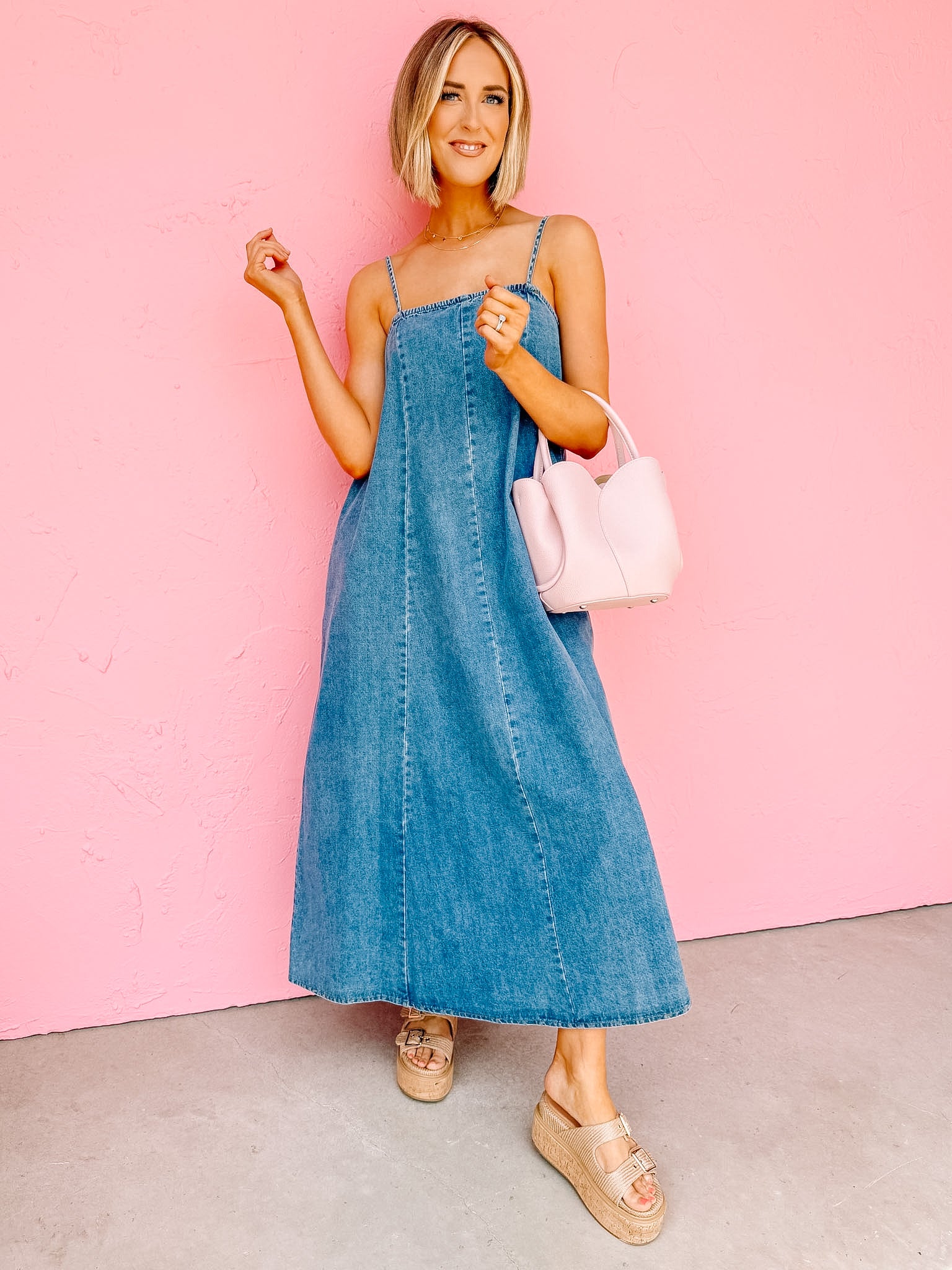 Reagan Strappy Denim Midi Dress