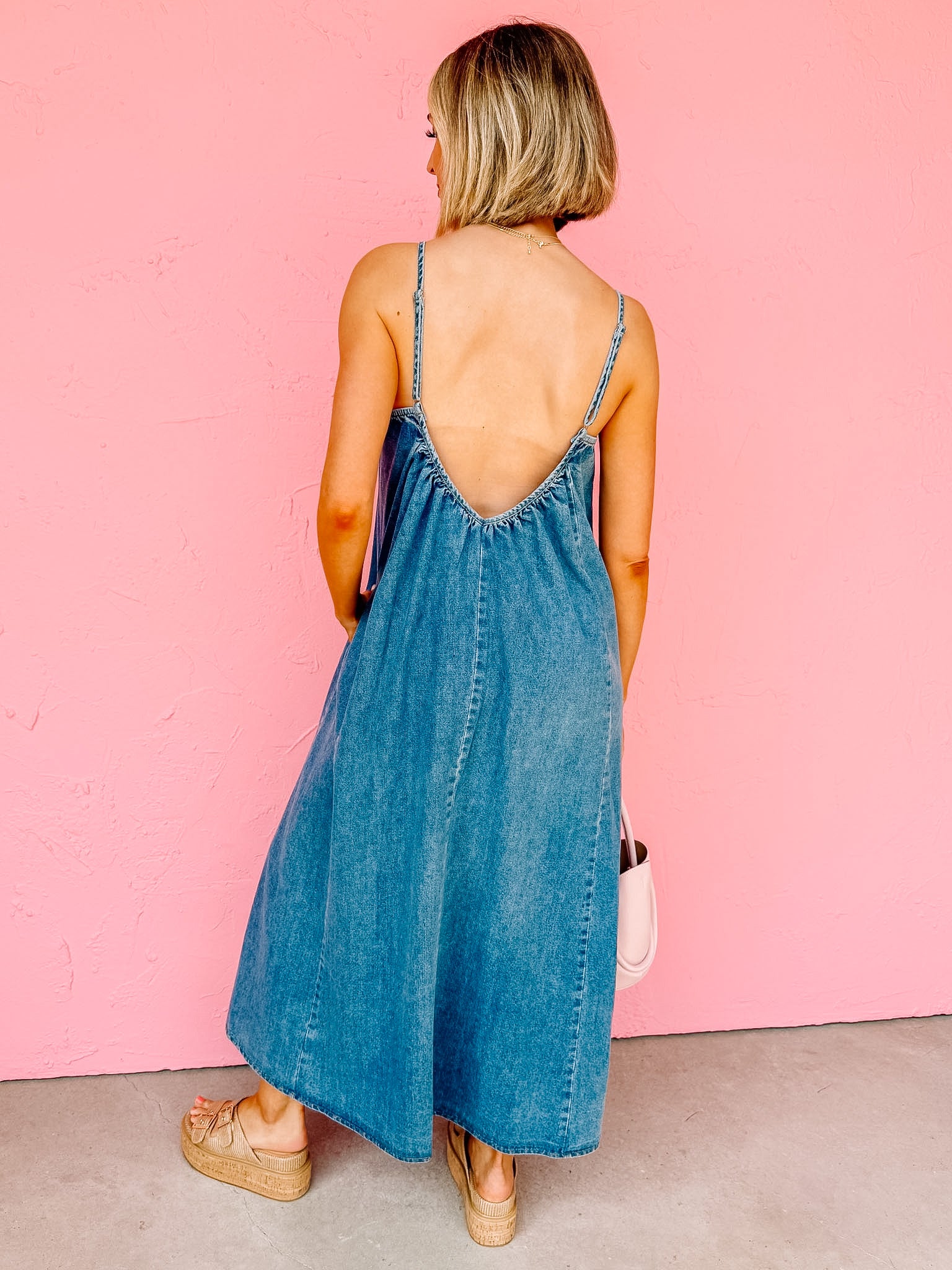 Reagan Strappy Denim Midi Dress