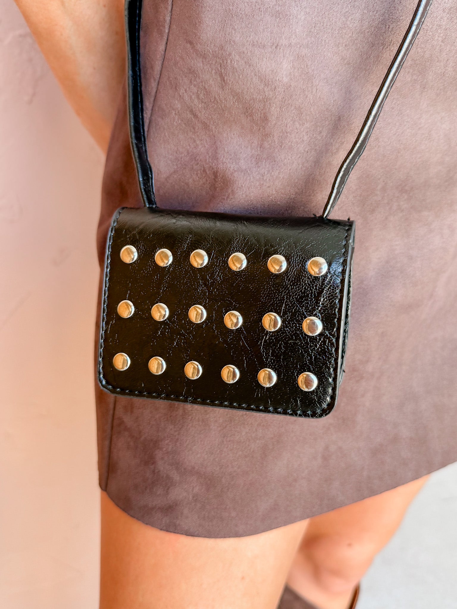 Rebel Luxe Vegan Leather Studded Mini Bag