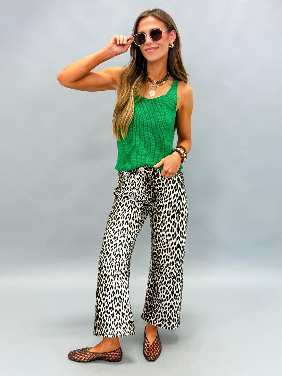 Reese Ribbed Sweater Tank-Green