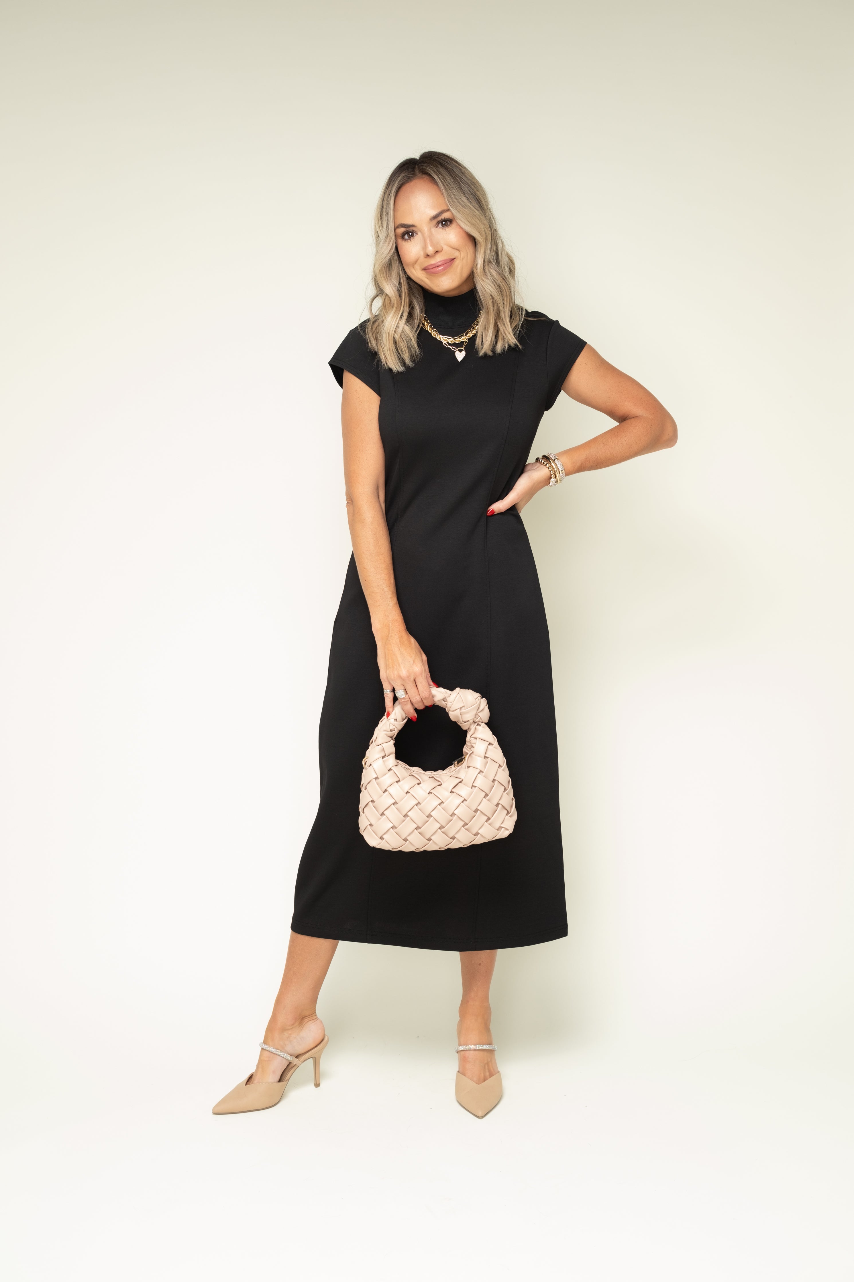 Refreshing Moment Mock Neck Midi Dress