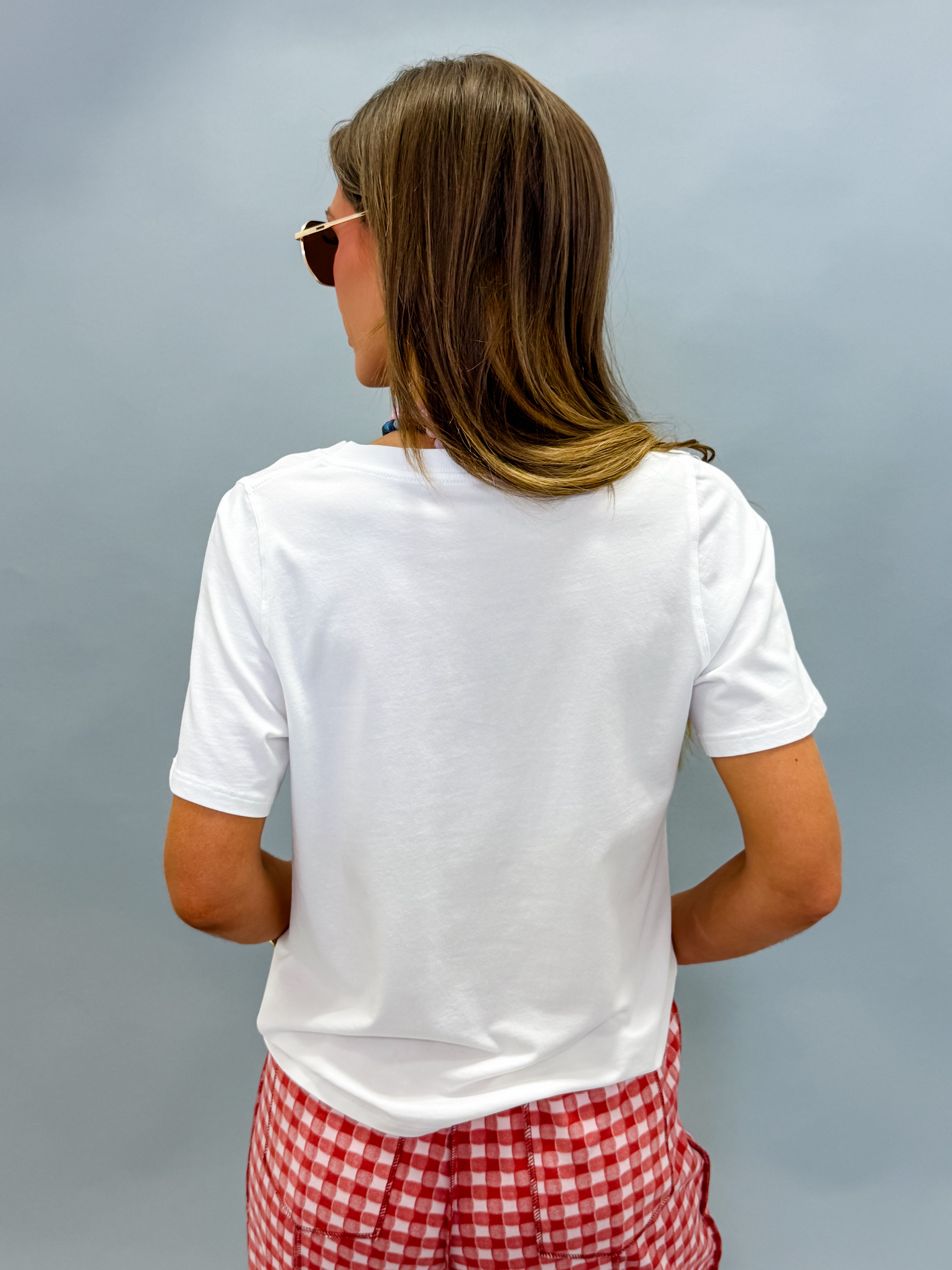 Renee Cotton Blend V-neck Tee-White