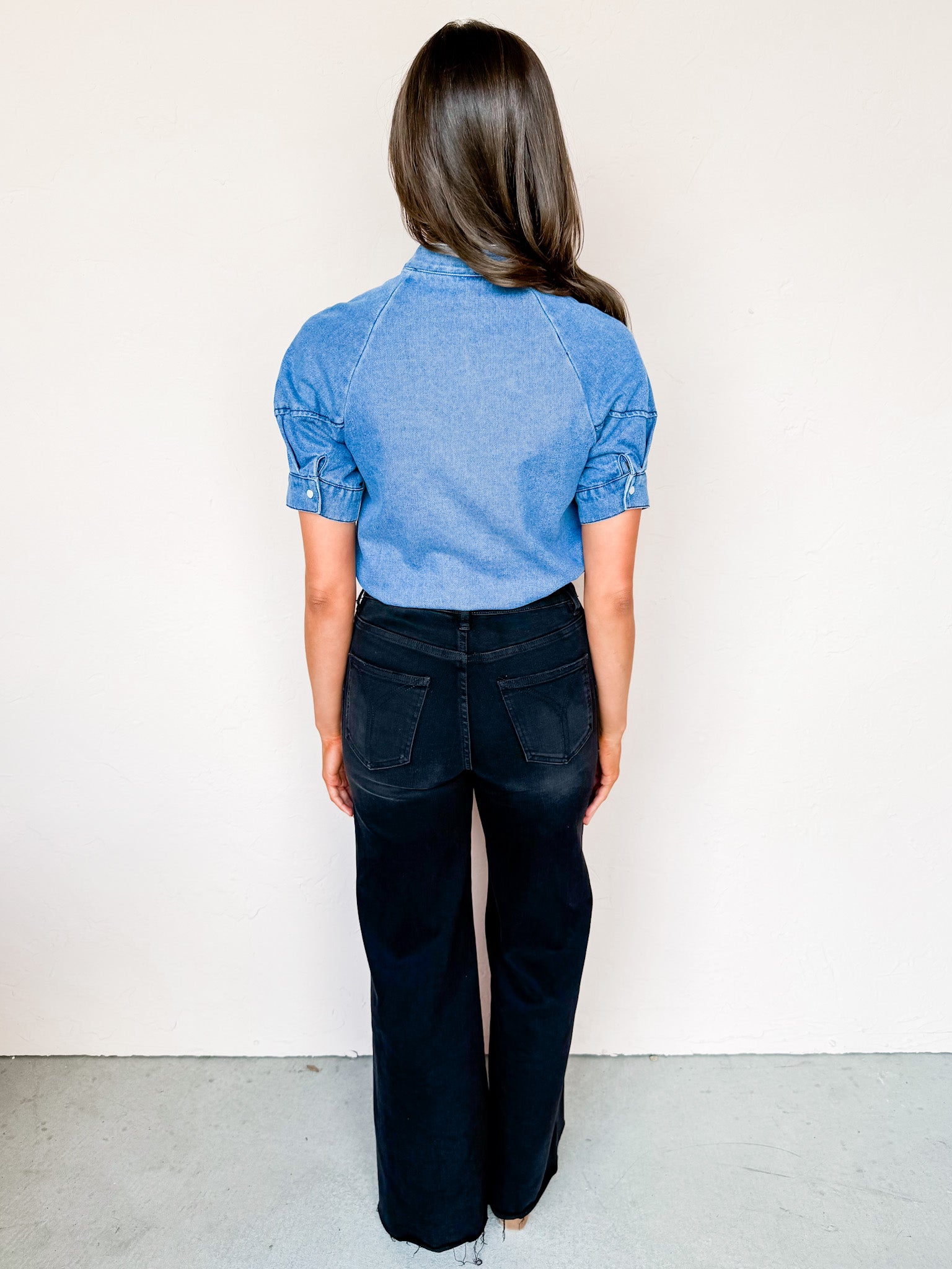 Rhett Tie Neck Denim Top