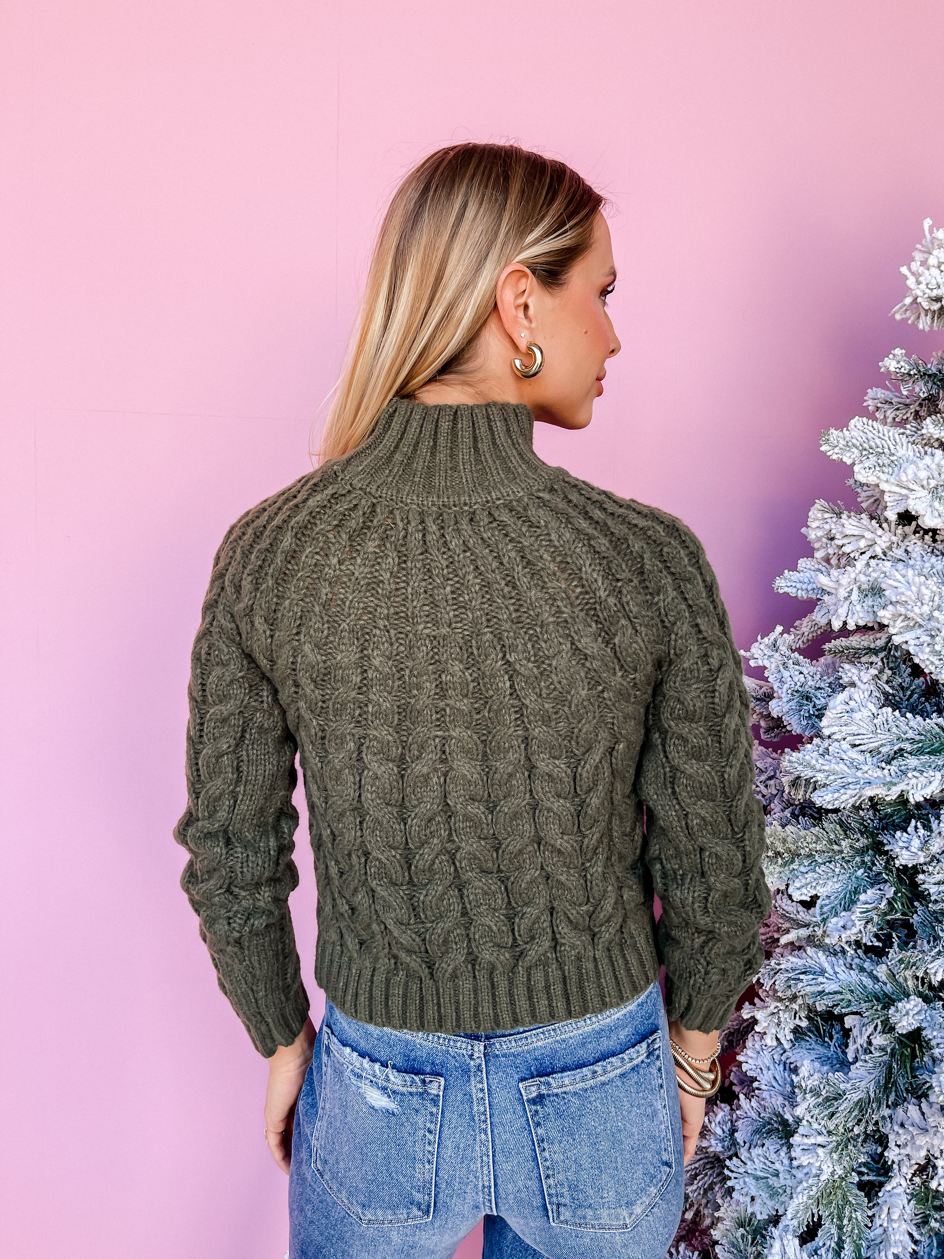 Ride On By Mock Neck Sweater-Olive