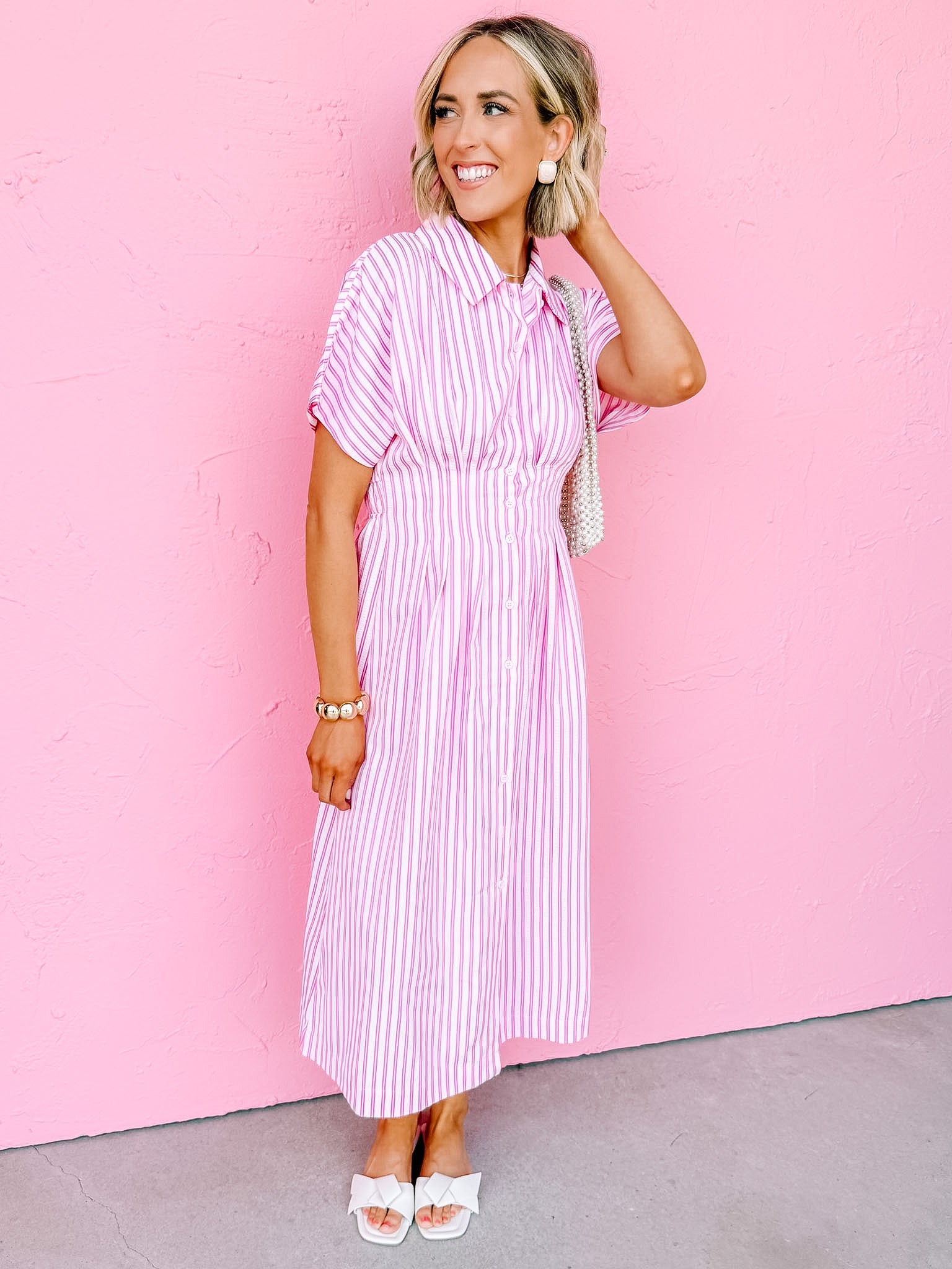 River Stripe Midi Shirt Dress