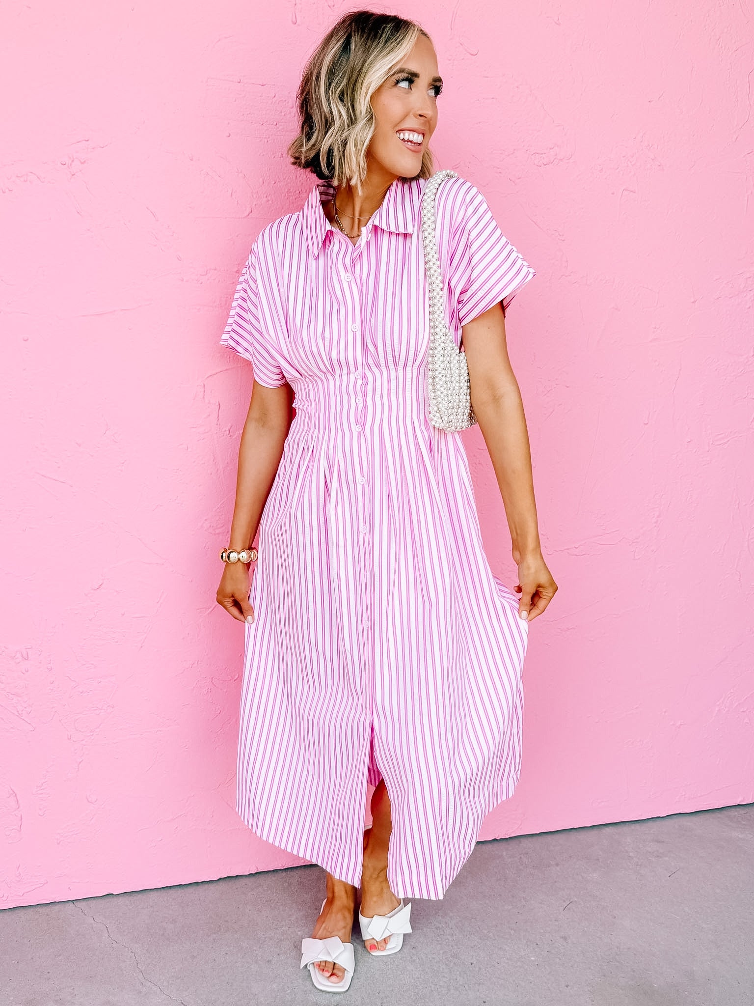 River Stripe Midi Shirt Dress