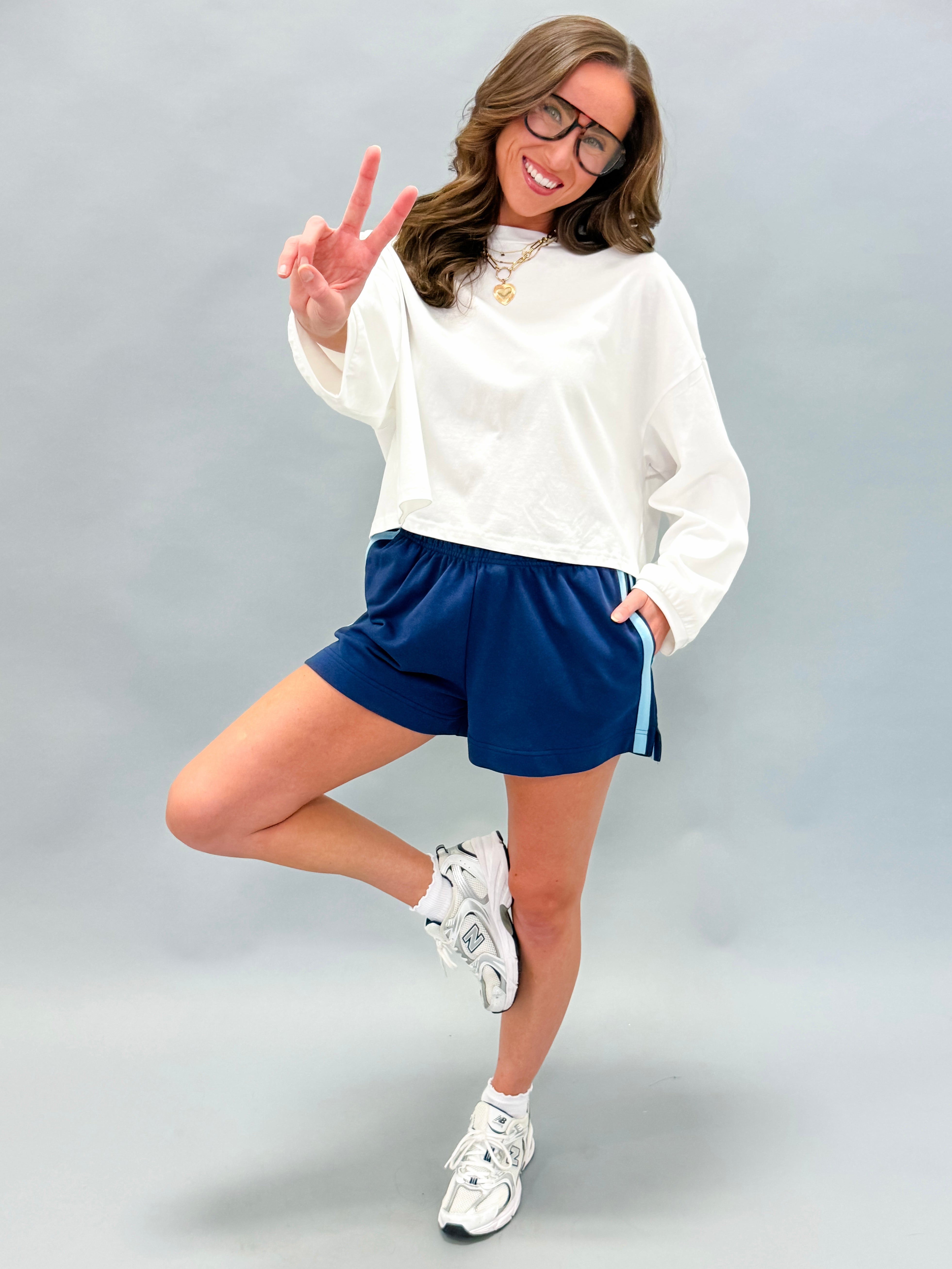 Romi Crop Long Sleeve Tee Shirt-Off White
