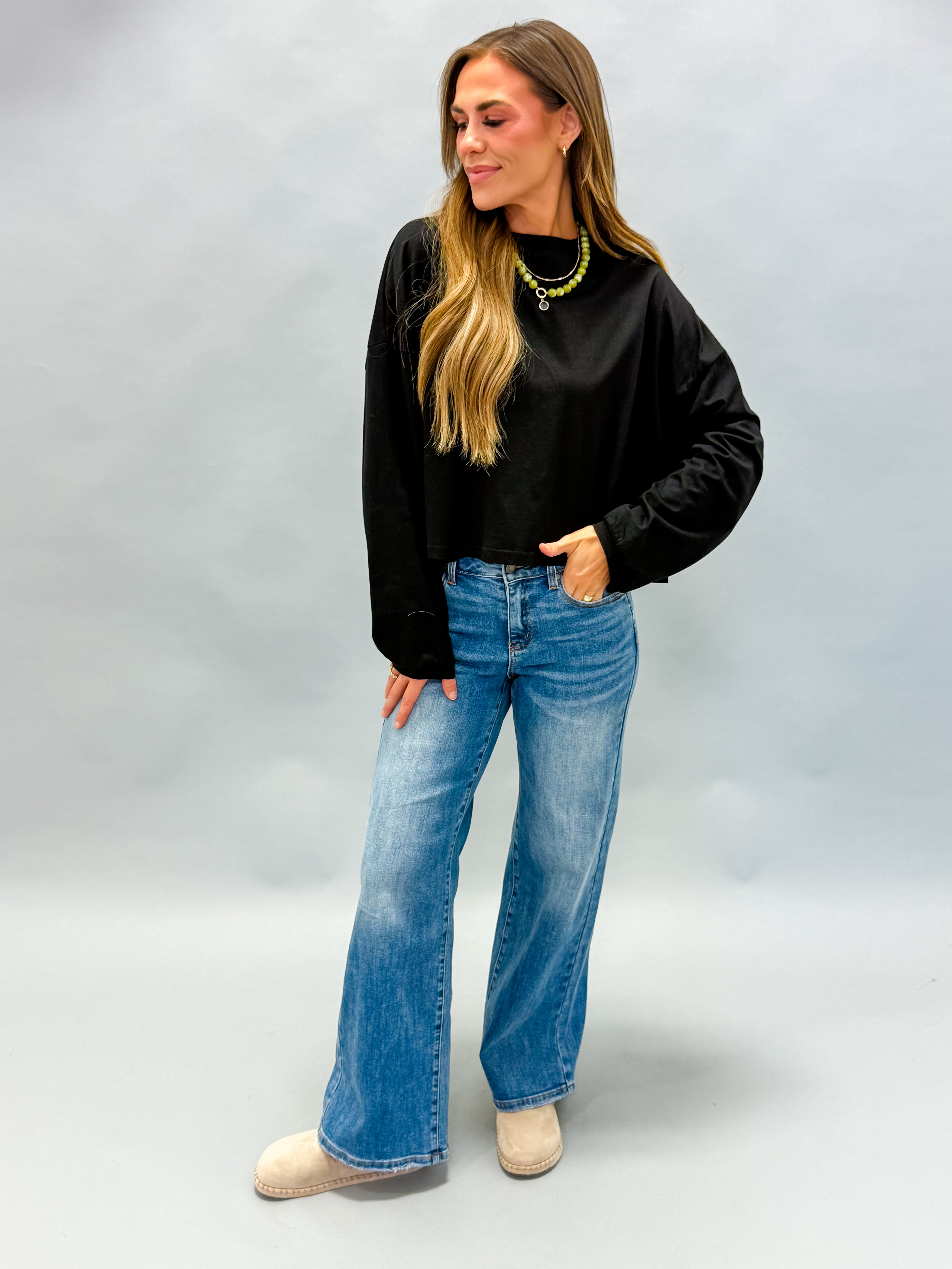 Romi Crop Long-Sleeve Tee Shirt