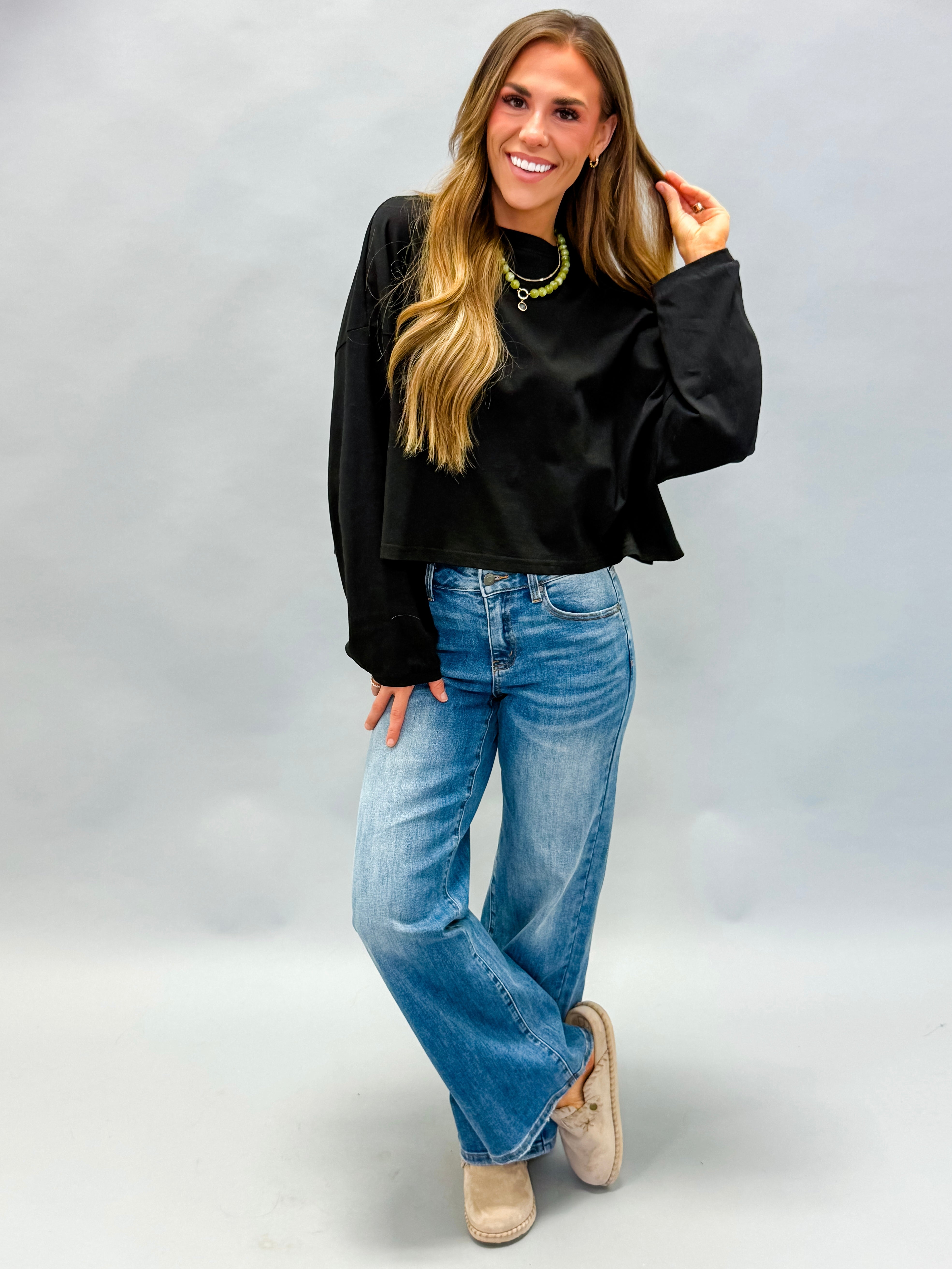 Romi Crop Long-Sleeve Tee Shirt