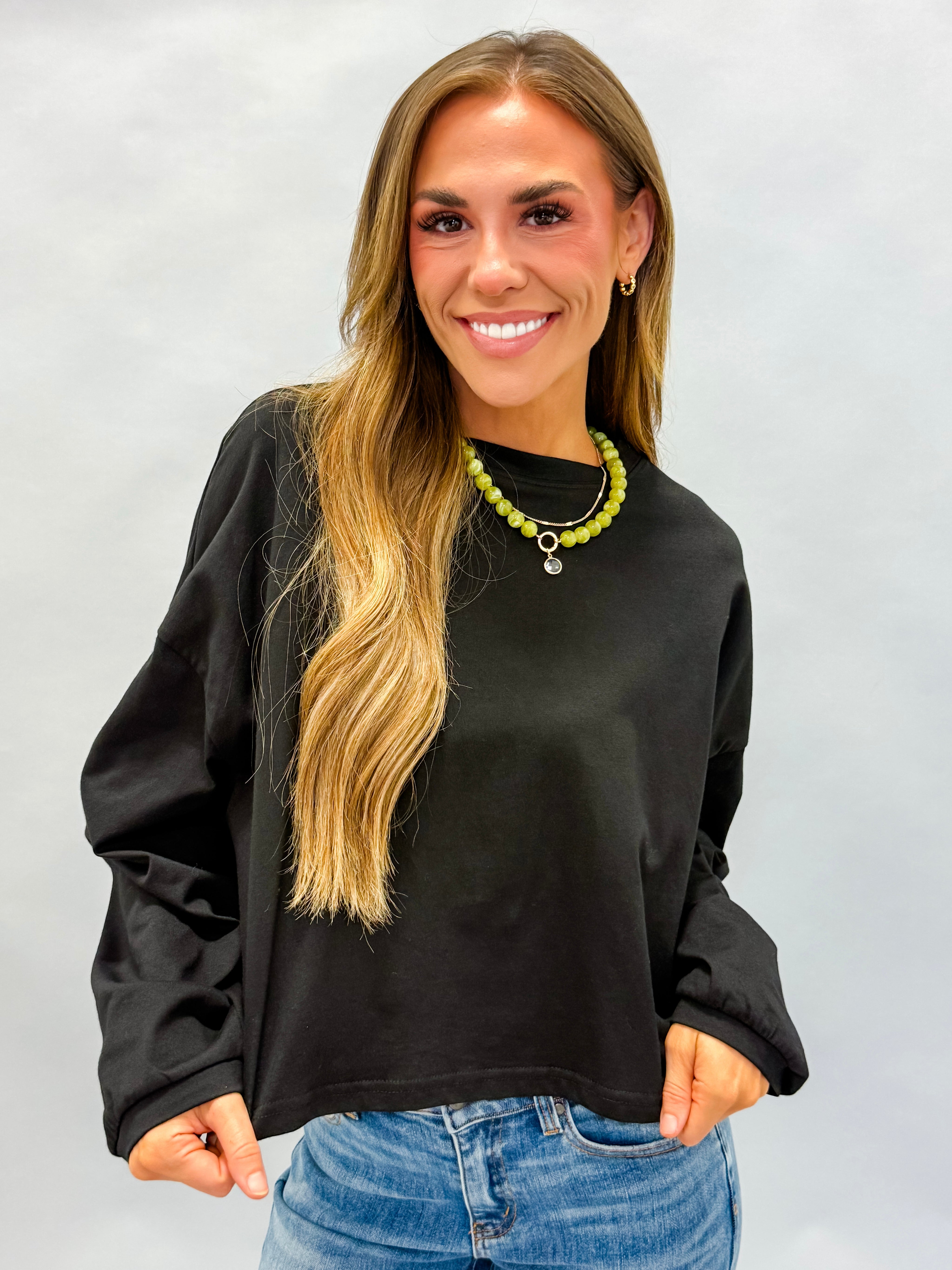 Romi Crop Long-Sleeve Tee Shirt