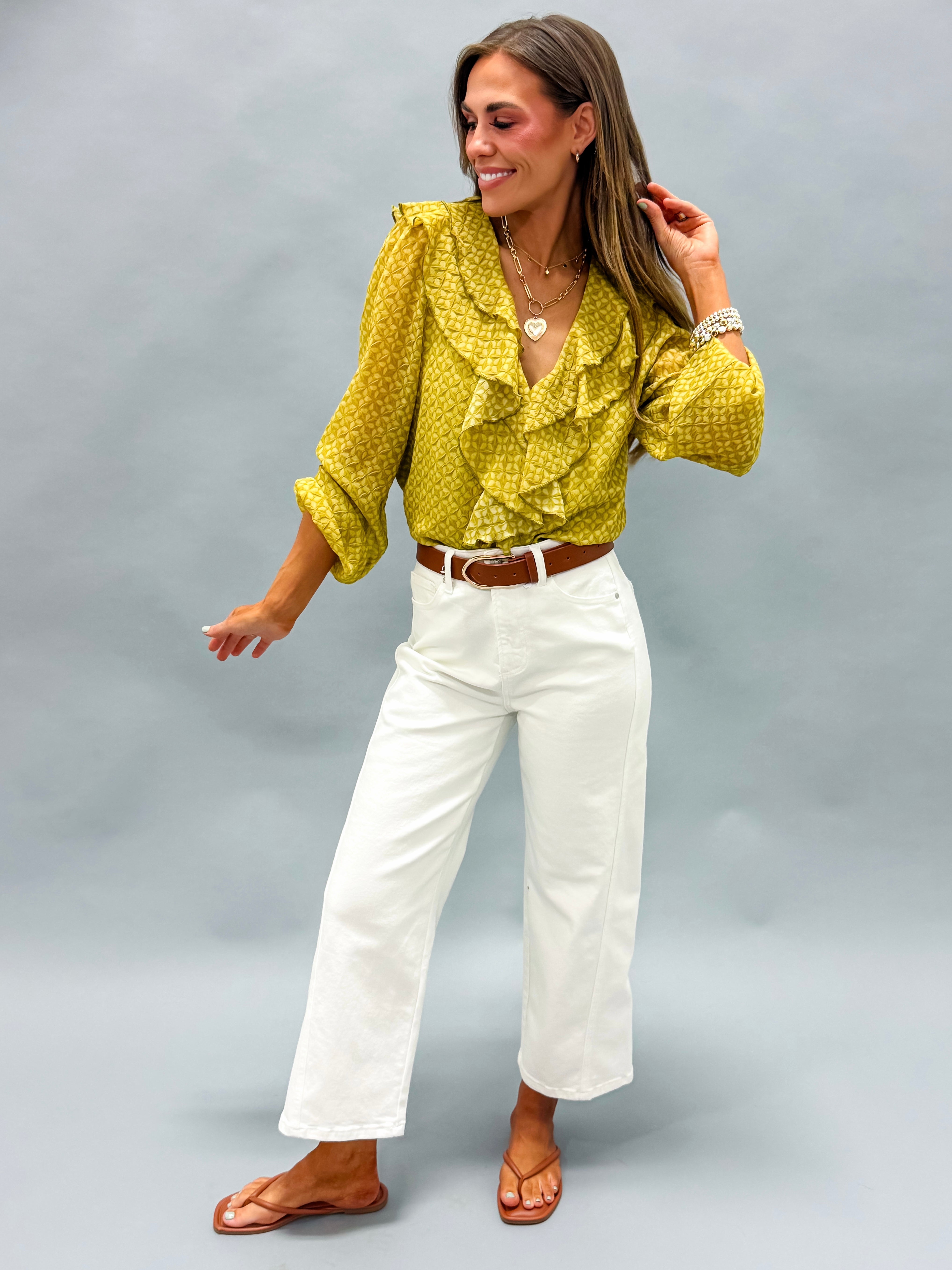 Roux Ruffle Neck Boho Top