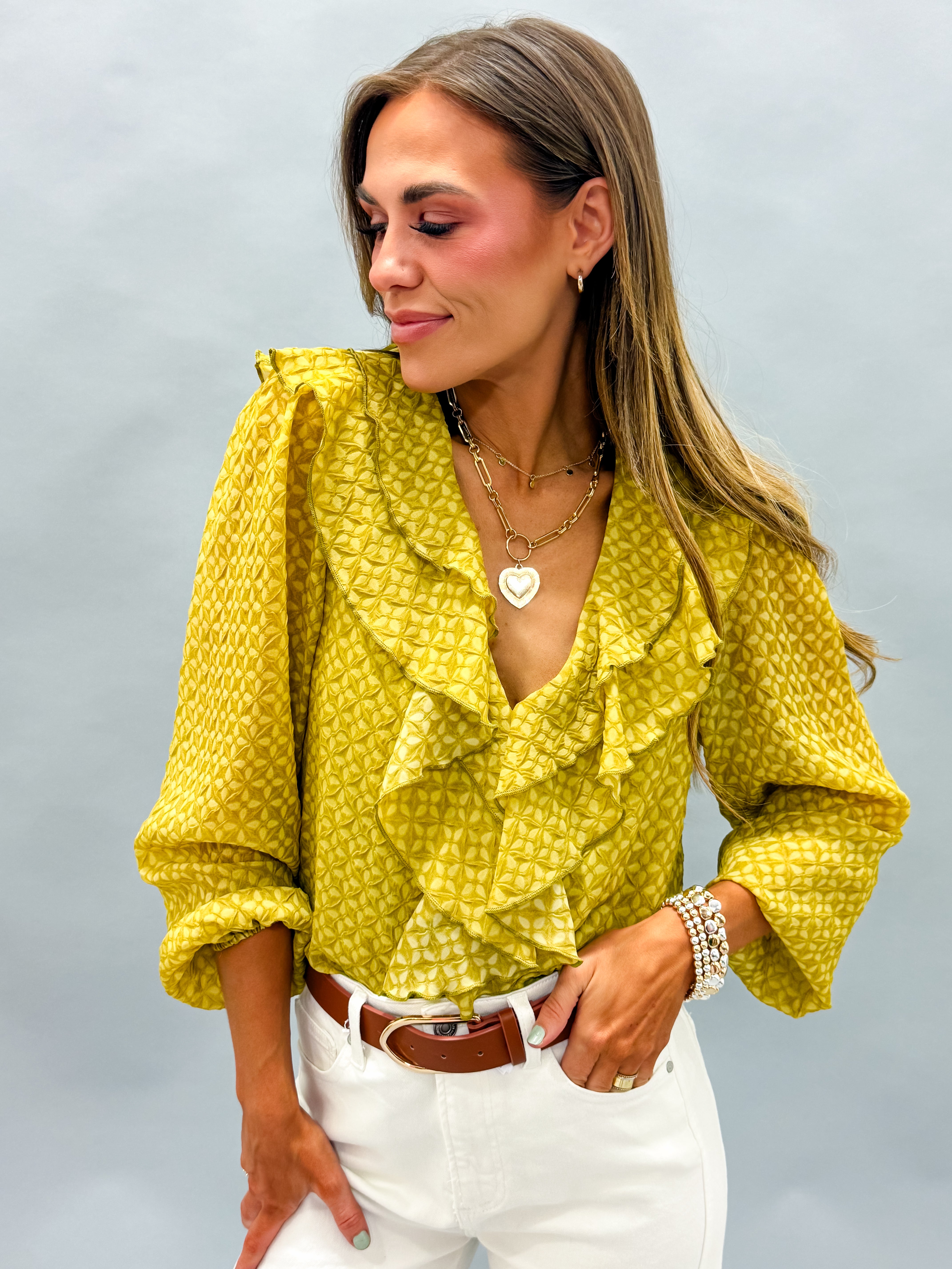 Roux Ruffle Neck Boho Top