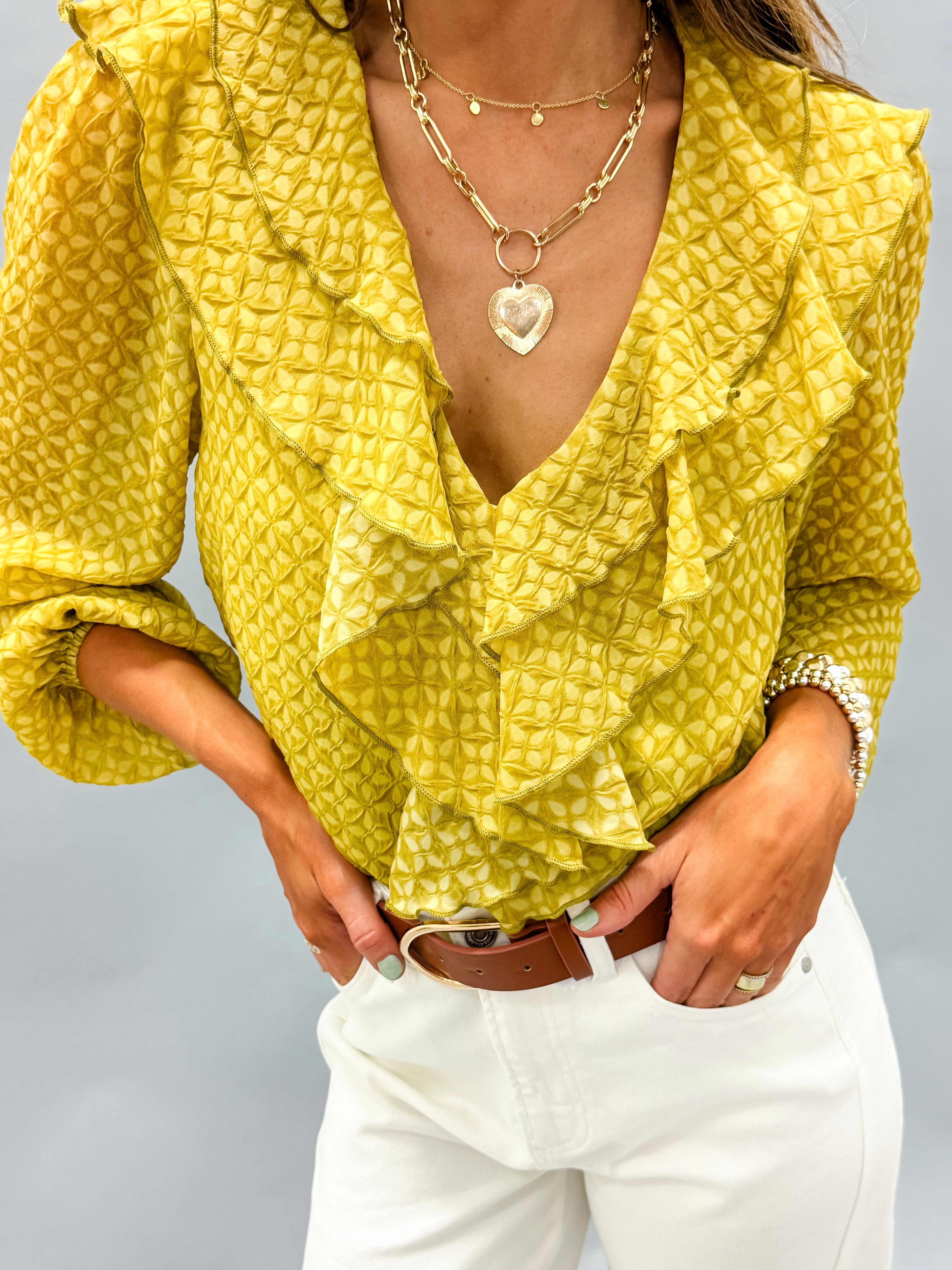 Roux Ruffle Neck Boho Top