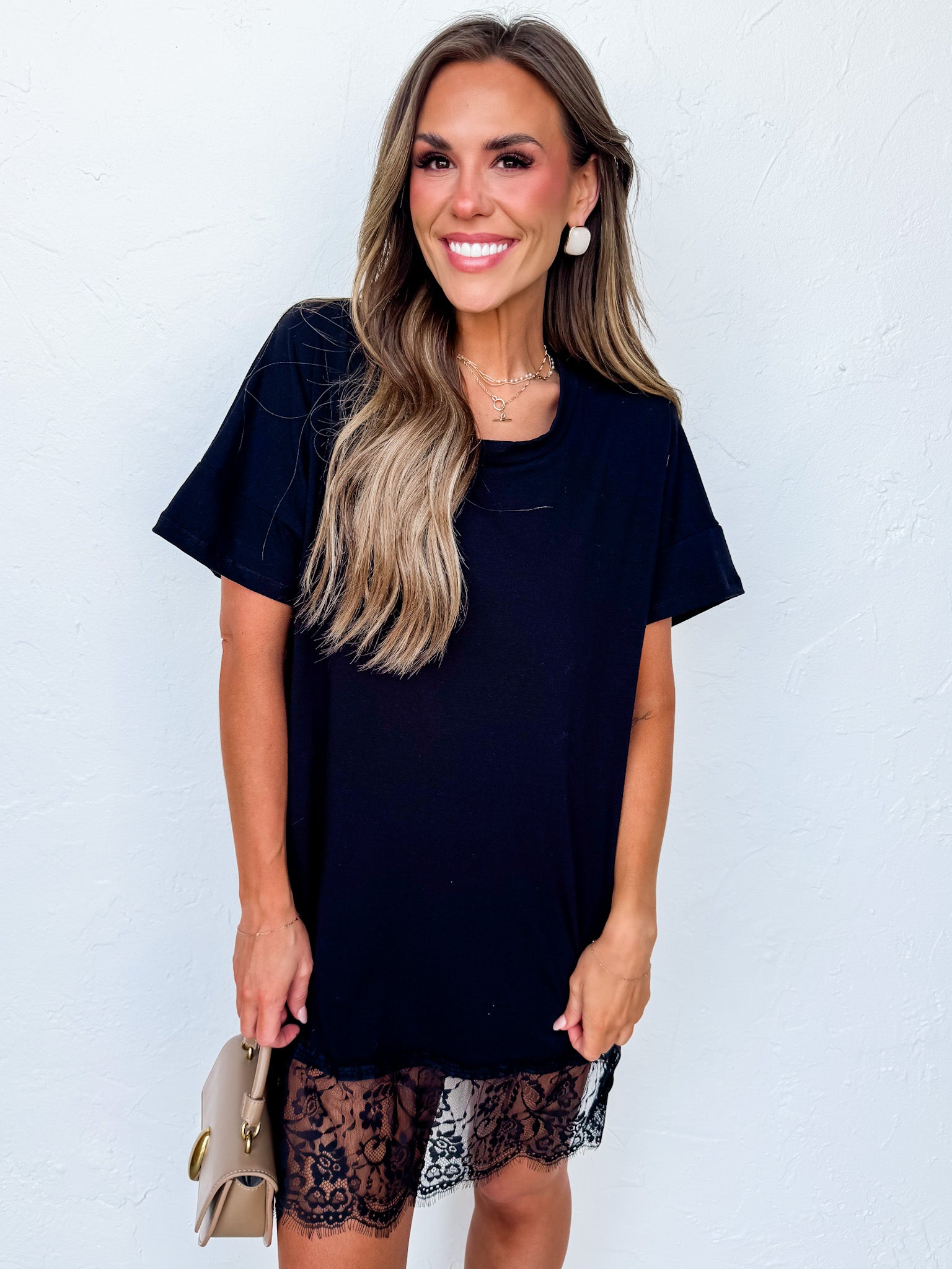 Rowan Black Lace Trim Dress - Made in USA