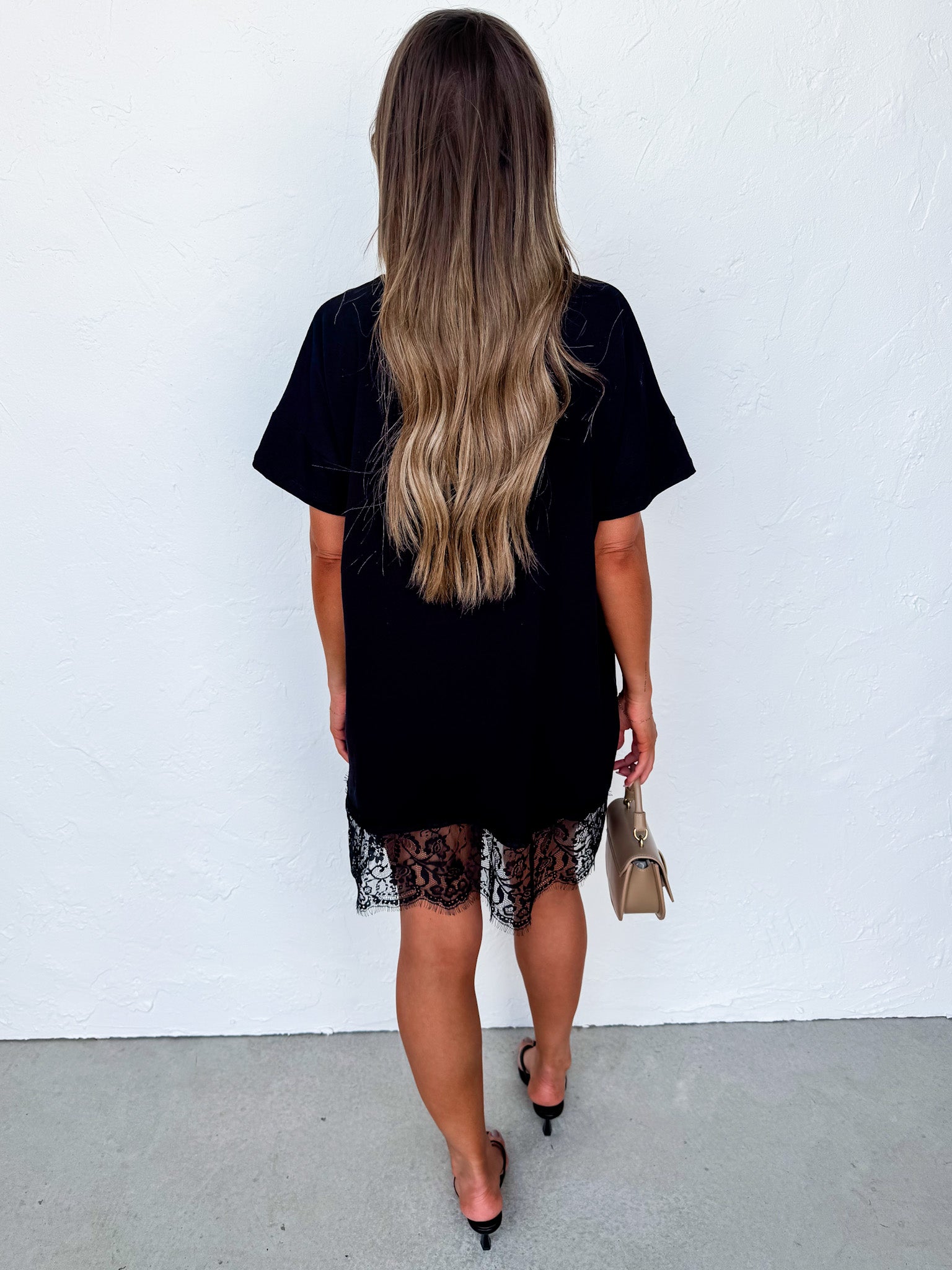 Rowan Black Lace Trim Dress - Made in USA