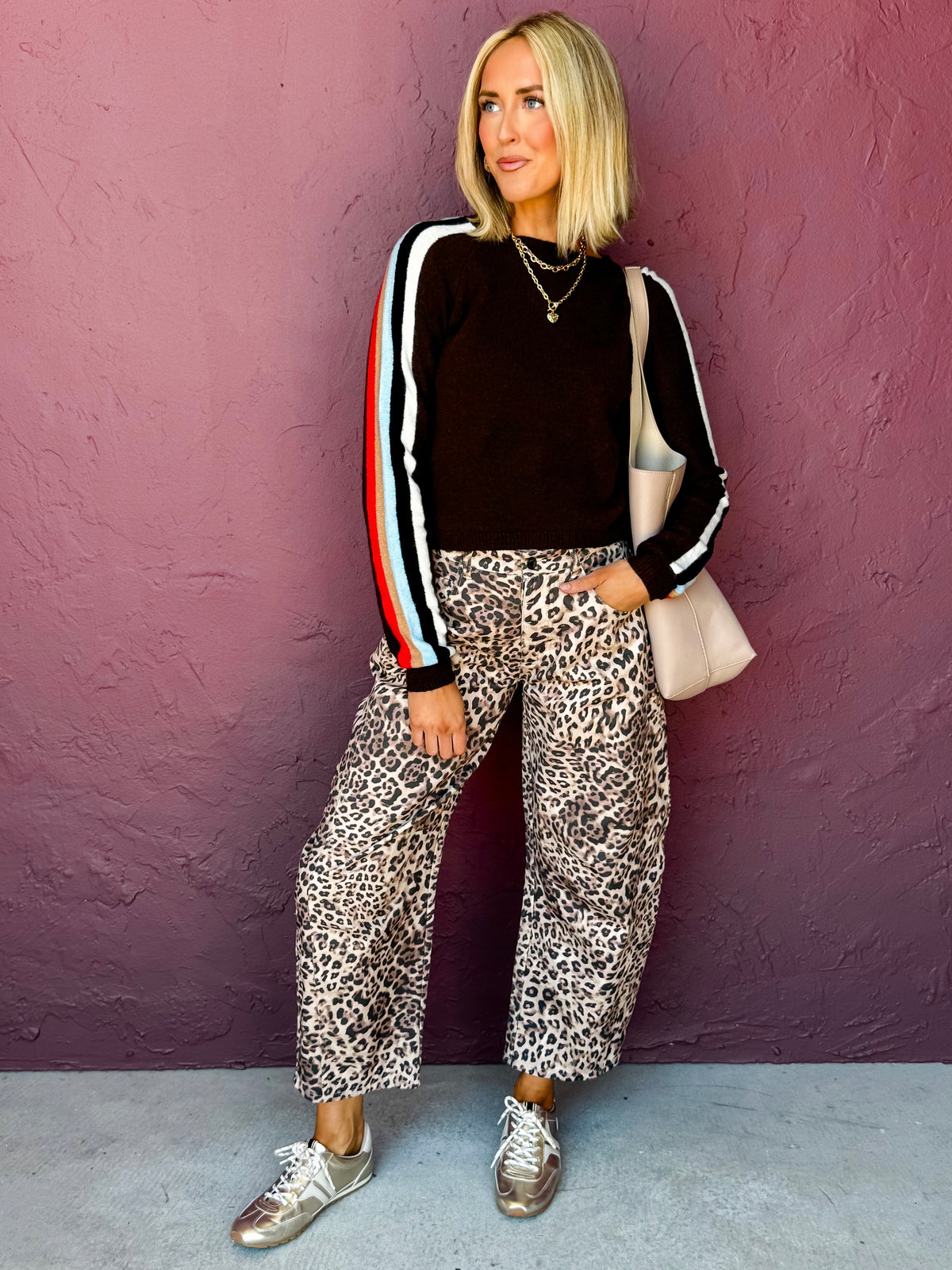Bennett Leopard Print Barrel Pants