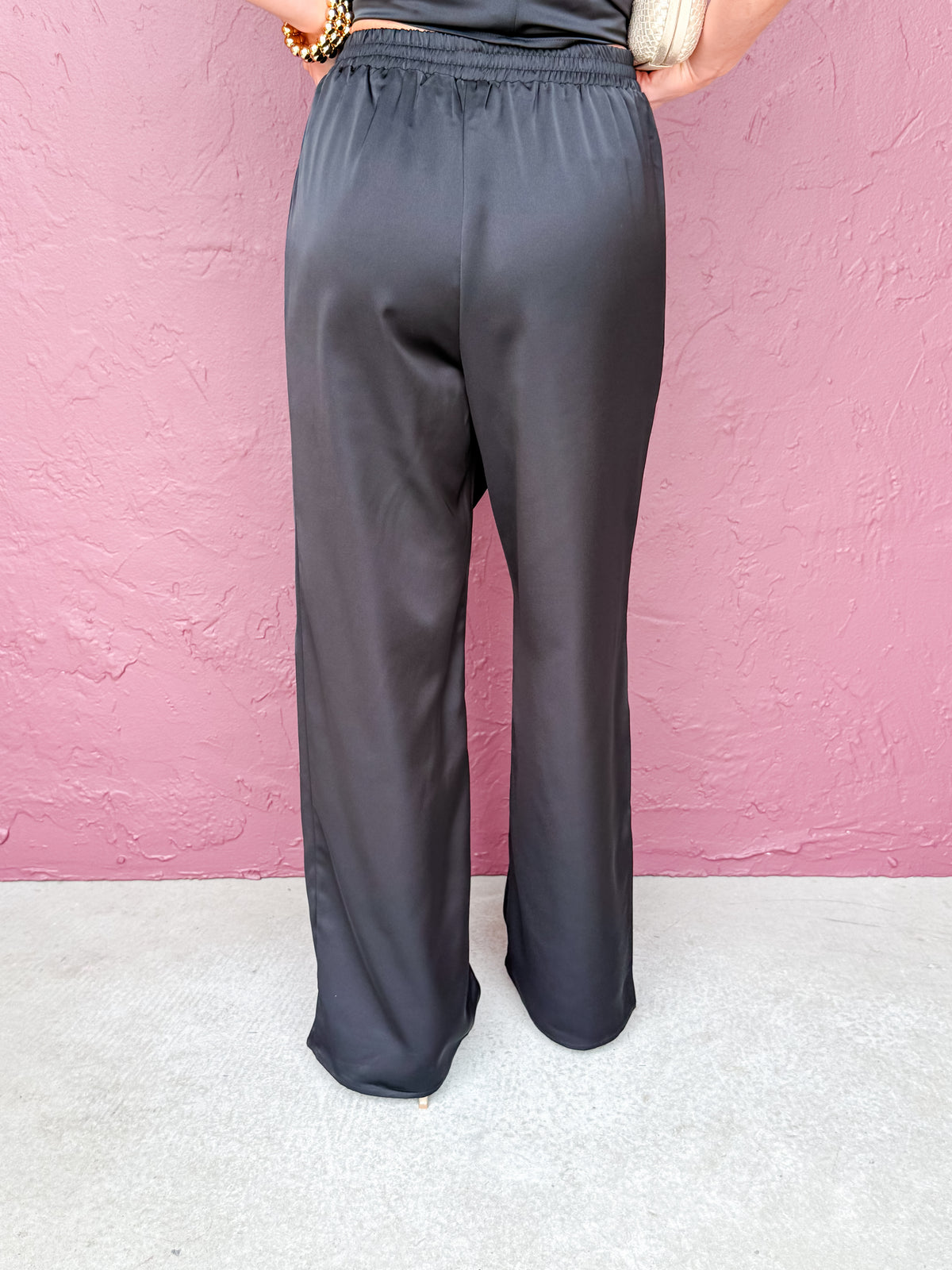 Rynlee Satin Pants-Black