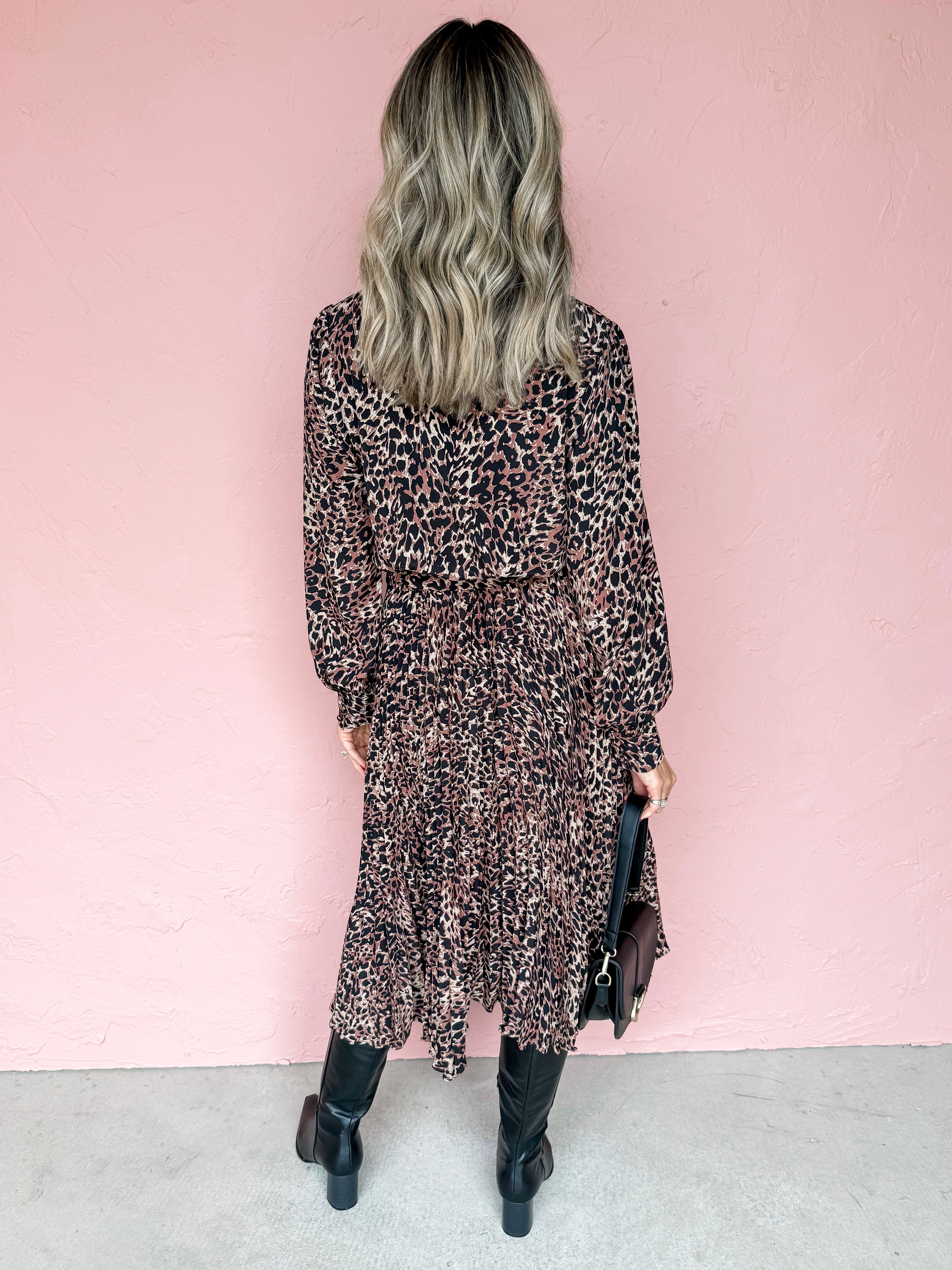 Sassy And Chic Leopard Pleated Dress