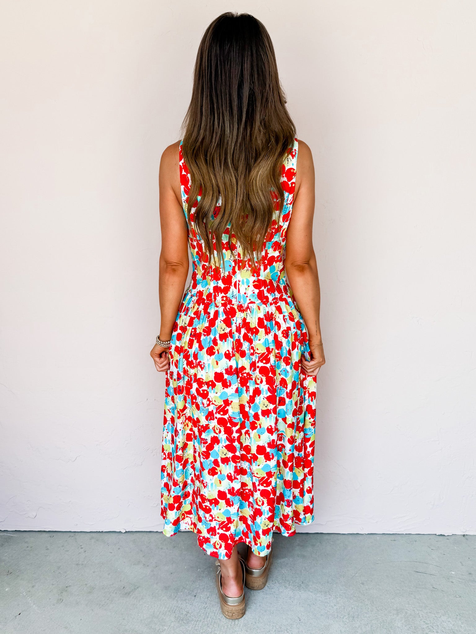 Scarlet Impressions Printed Sleeveless Midi Dress