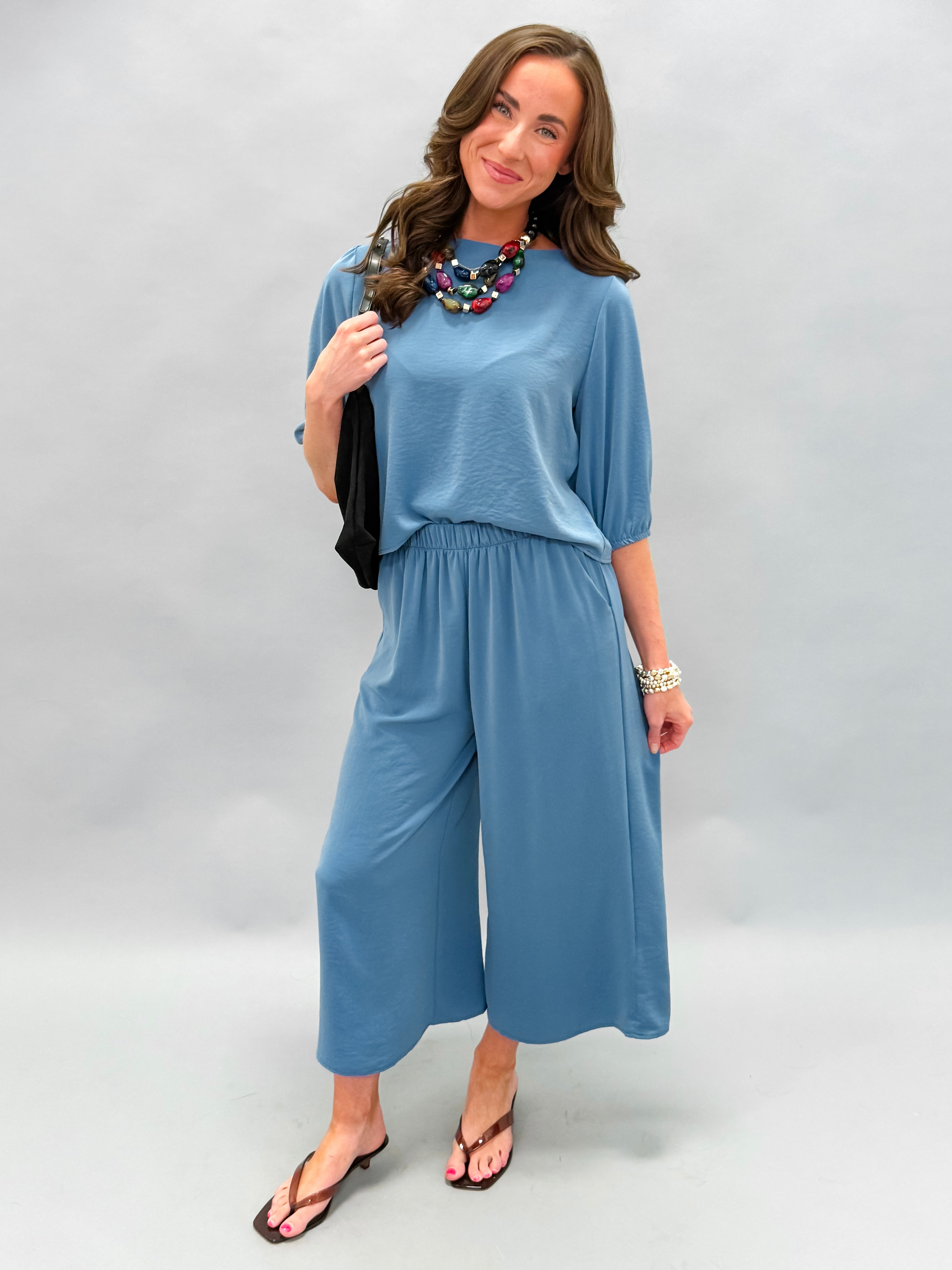 Scottie Culotte Set-Denim Blue