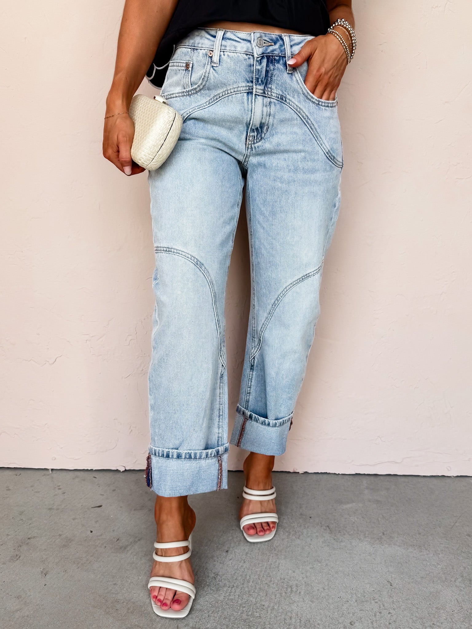 Scottsdale High Rise Barrel Cuff Denim Jeans