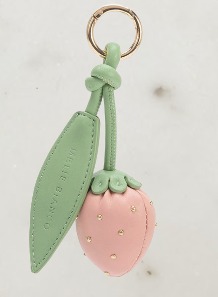 Melie Bianco] Strawberry Recycled Vegan Bag Charm-Pink
