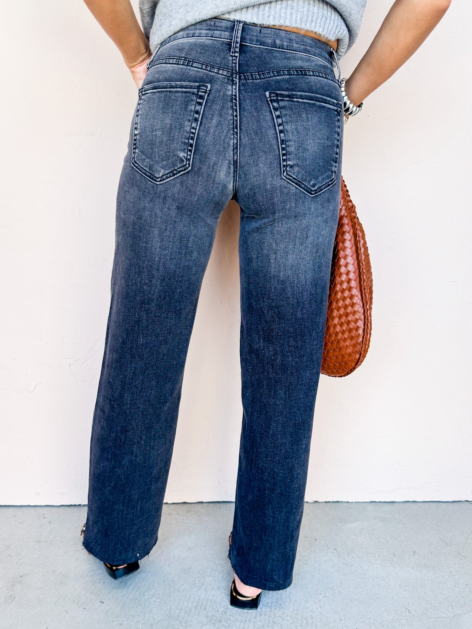 Seattle Straight High Rise Jeans-Washed Black