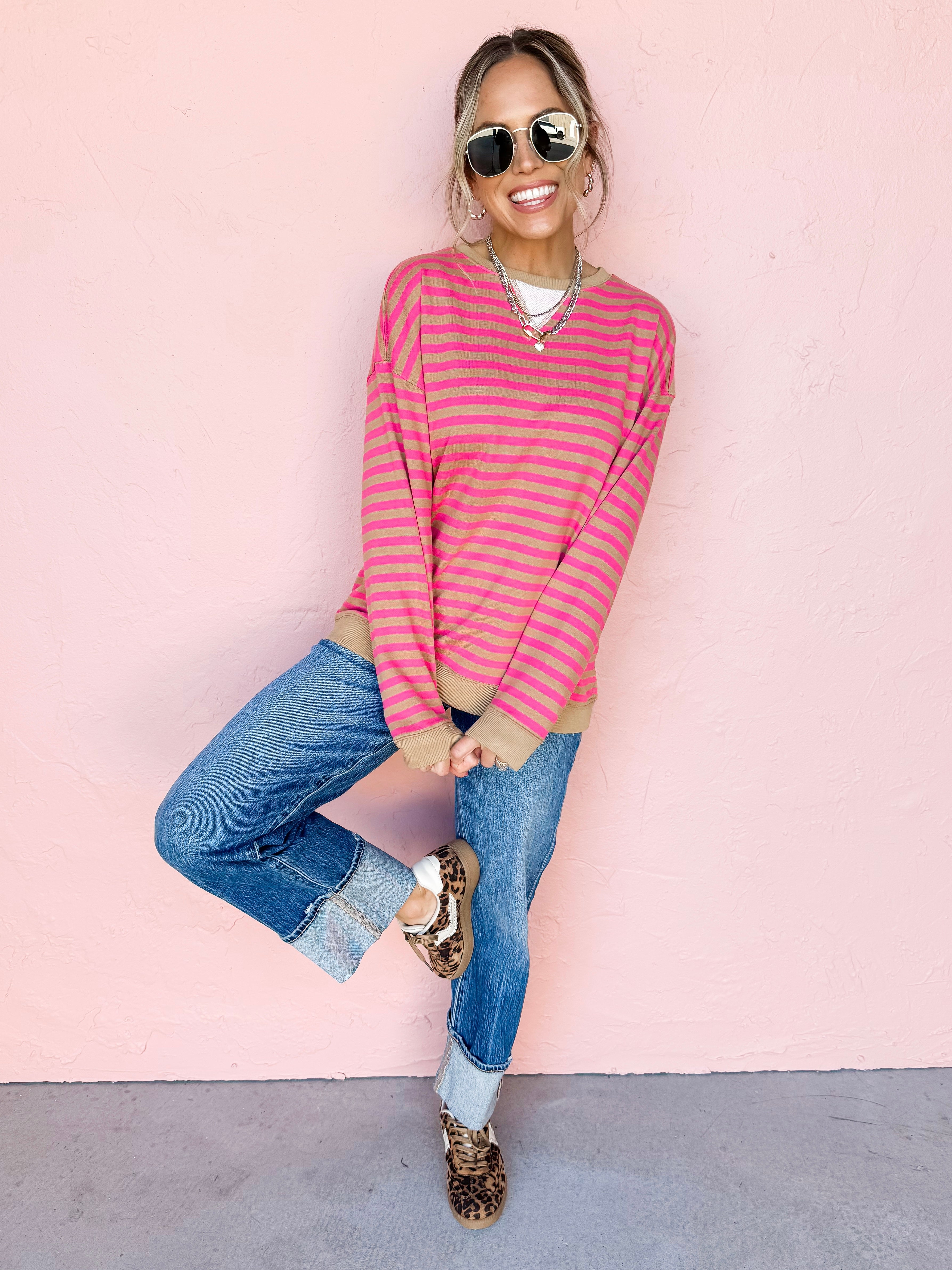 Seeing Stripes Crew Neck Top