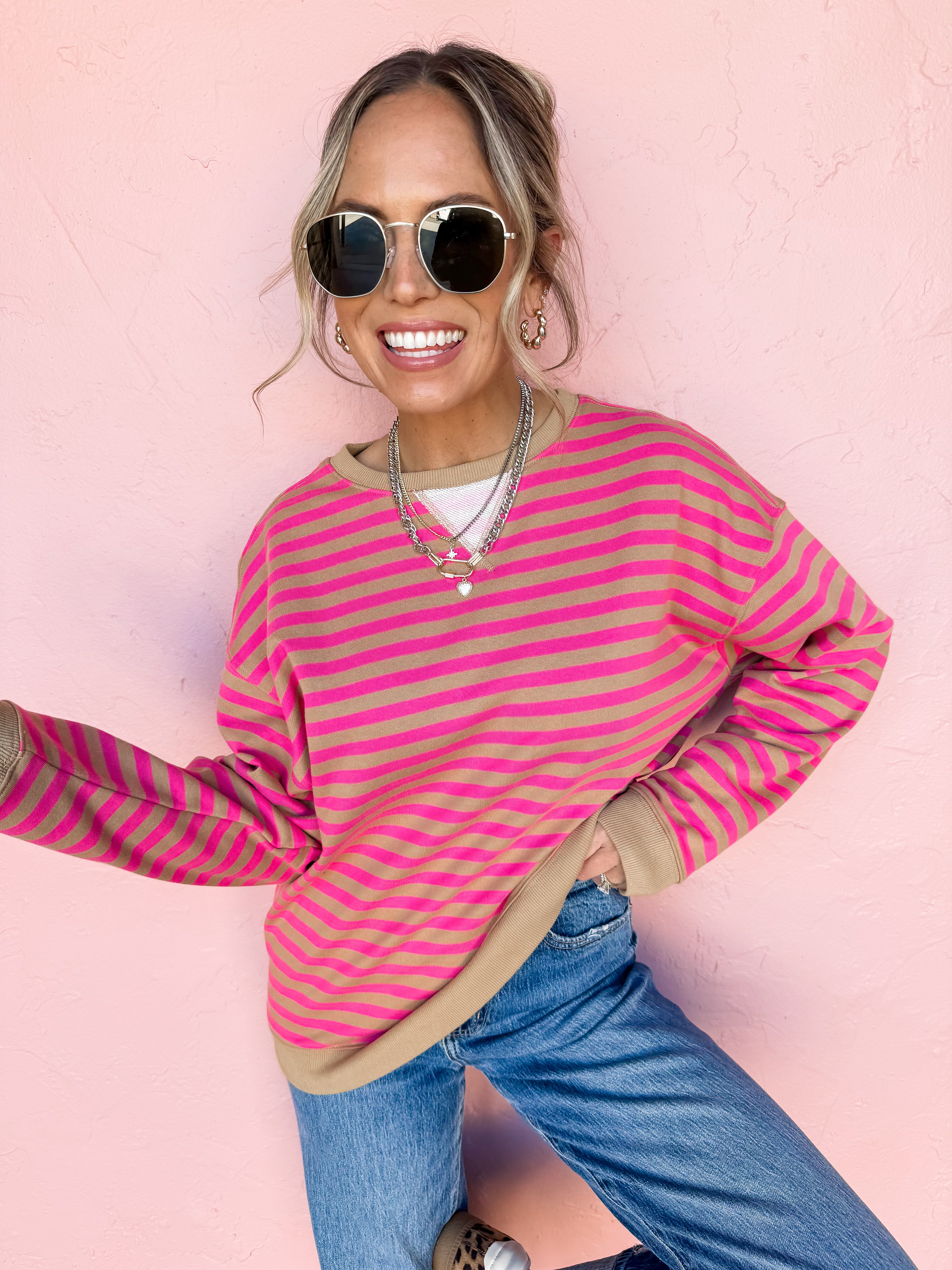 Seeing Stripes Crew Neck Top