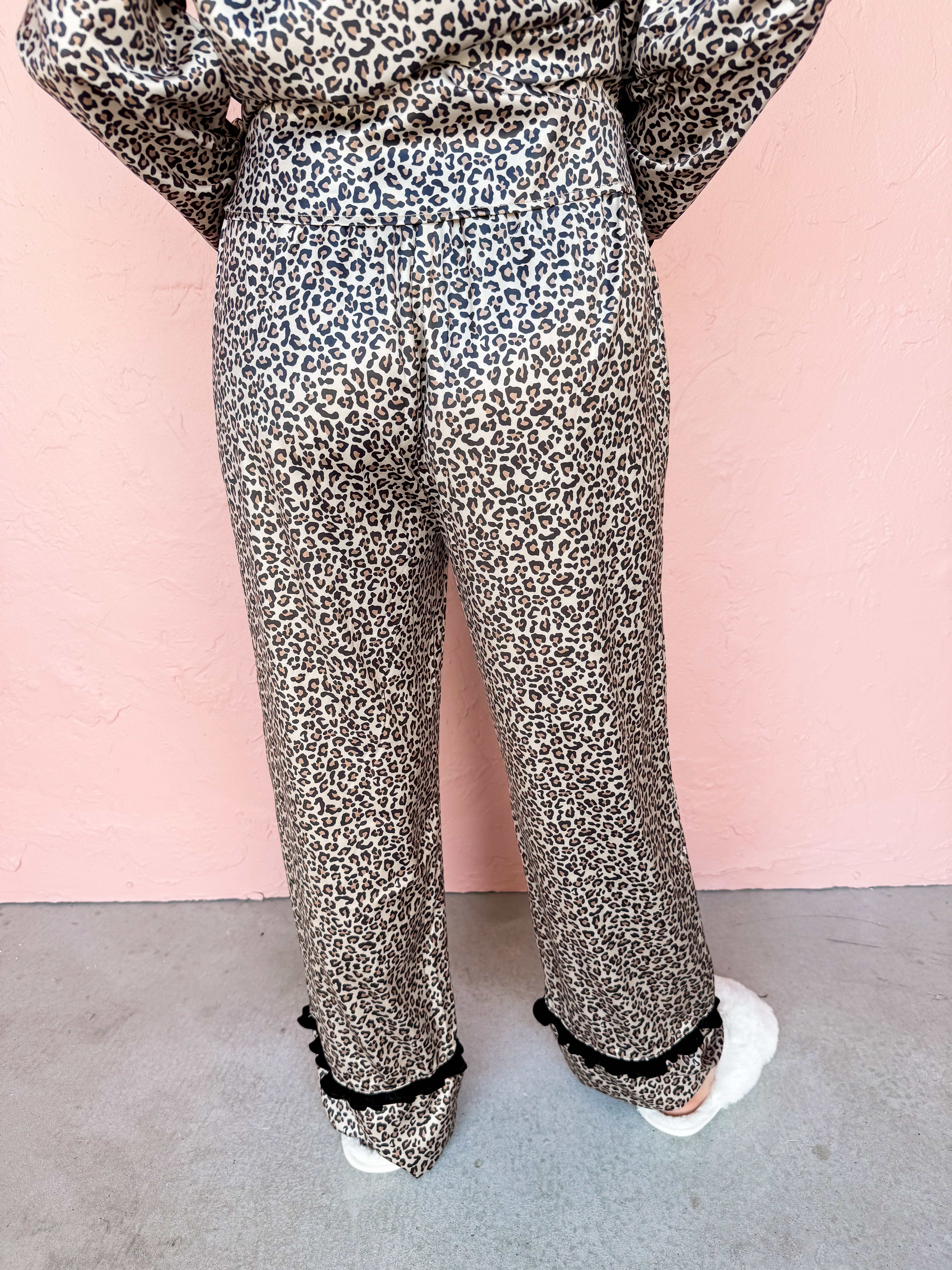 Seek You Out Satin Leopard Pajama Set