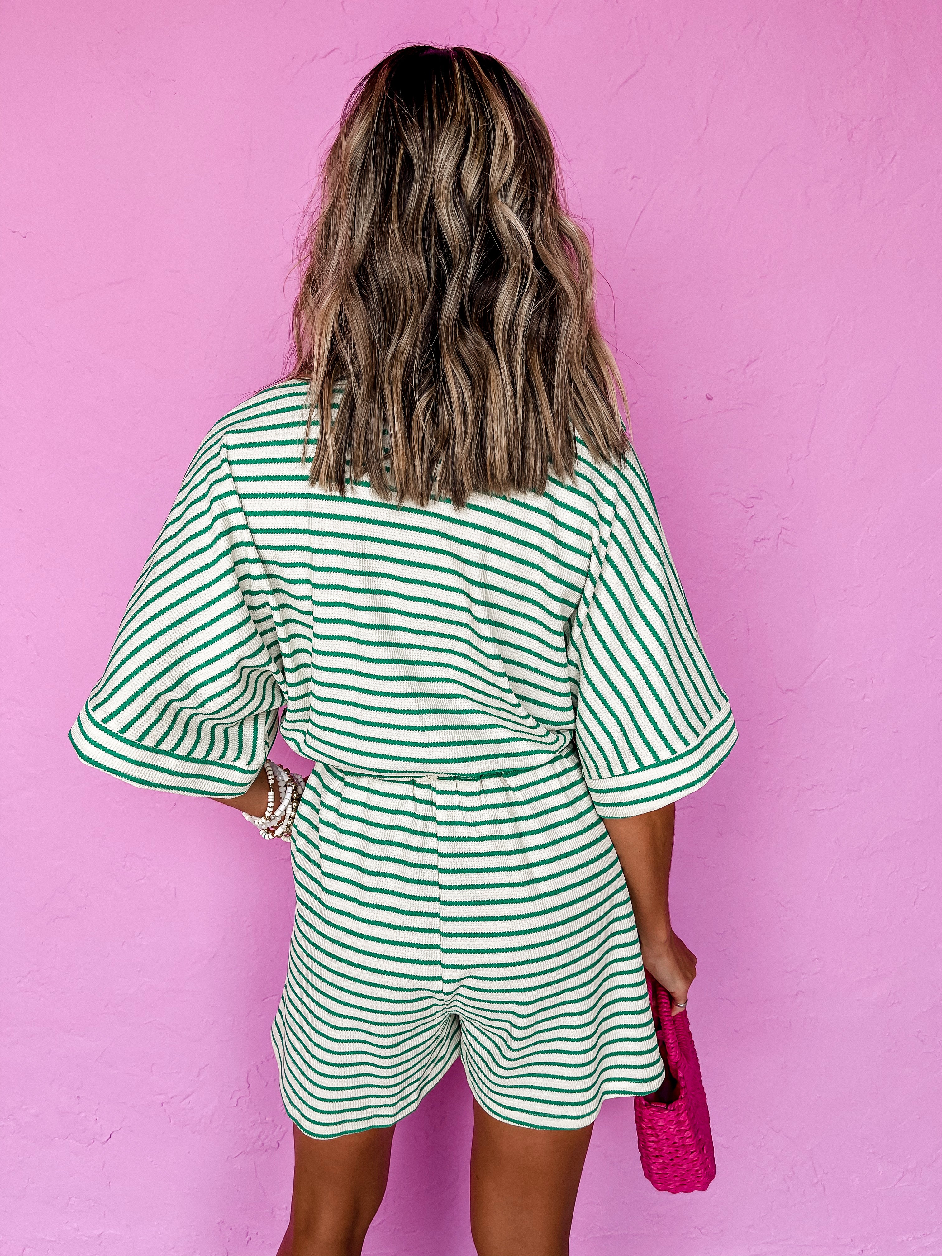 Share Your Story Striped Self Tie Romper