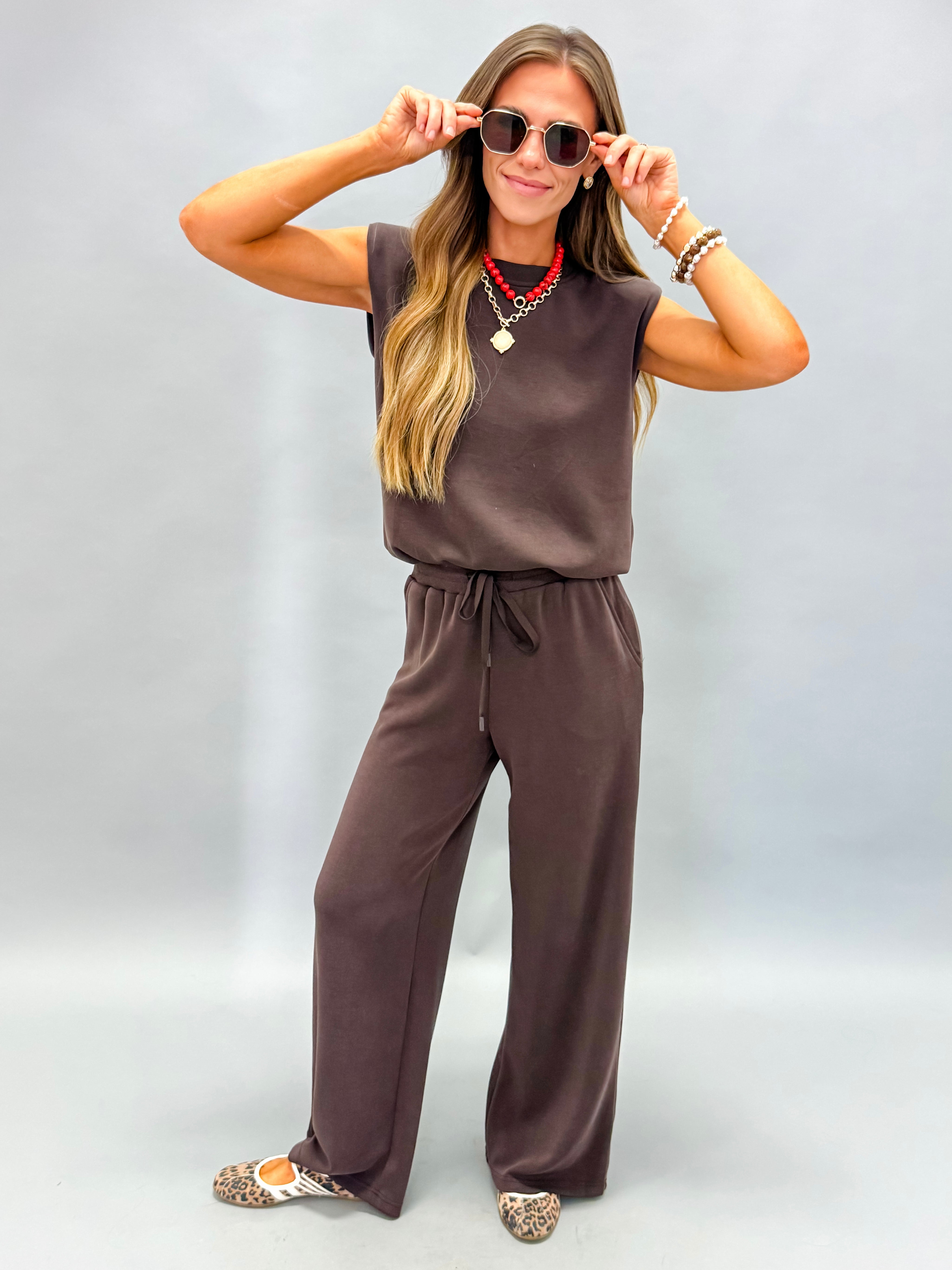 Shayla Modal Sleeveless Muscle Top-Espresso