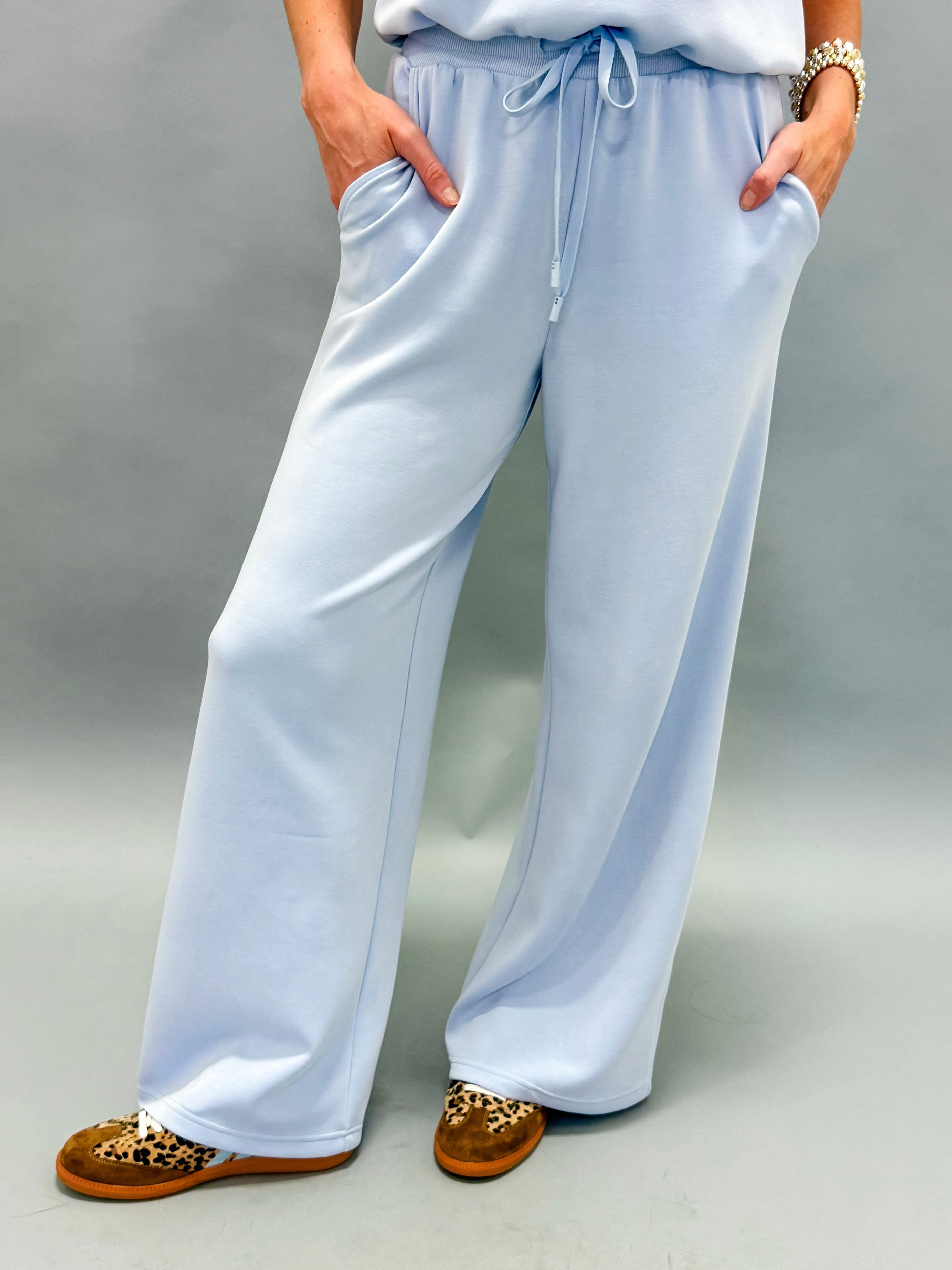 Shayla Modal Wide Leg Pants-Blue