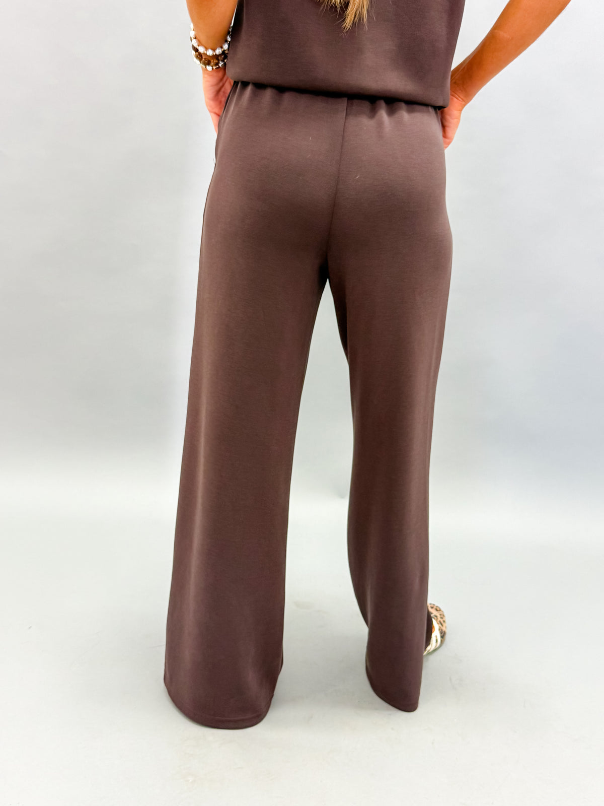 Shayla Modal Wide Leg Pants-Espresso