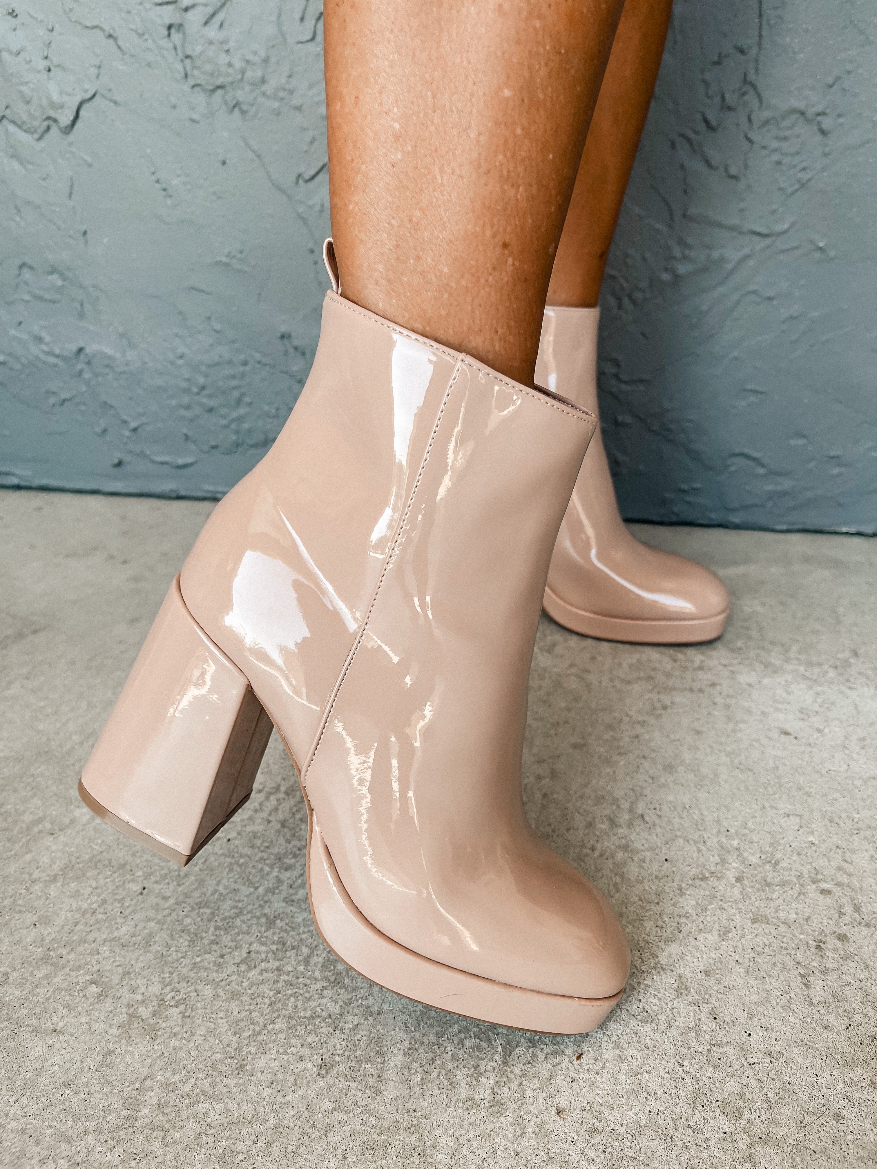 [ShuShop] Wadi Patent Ankle Boot-Nude