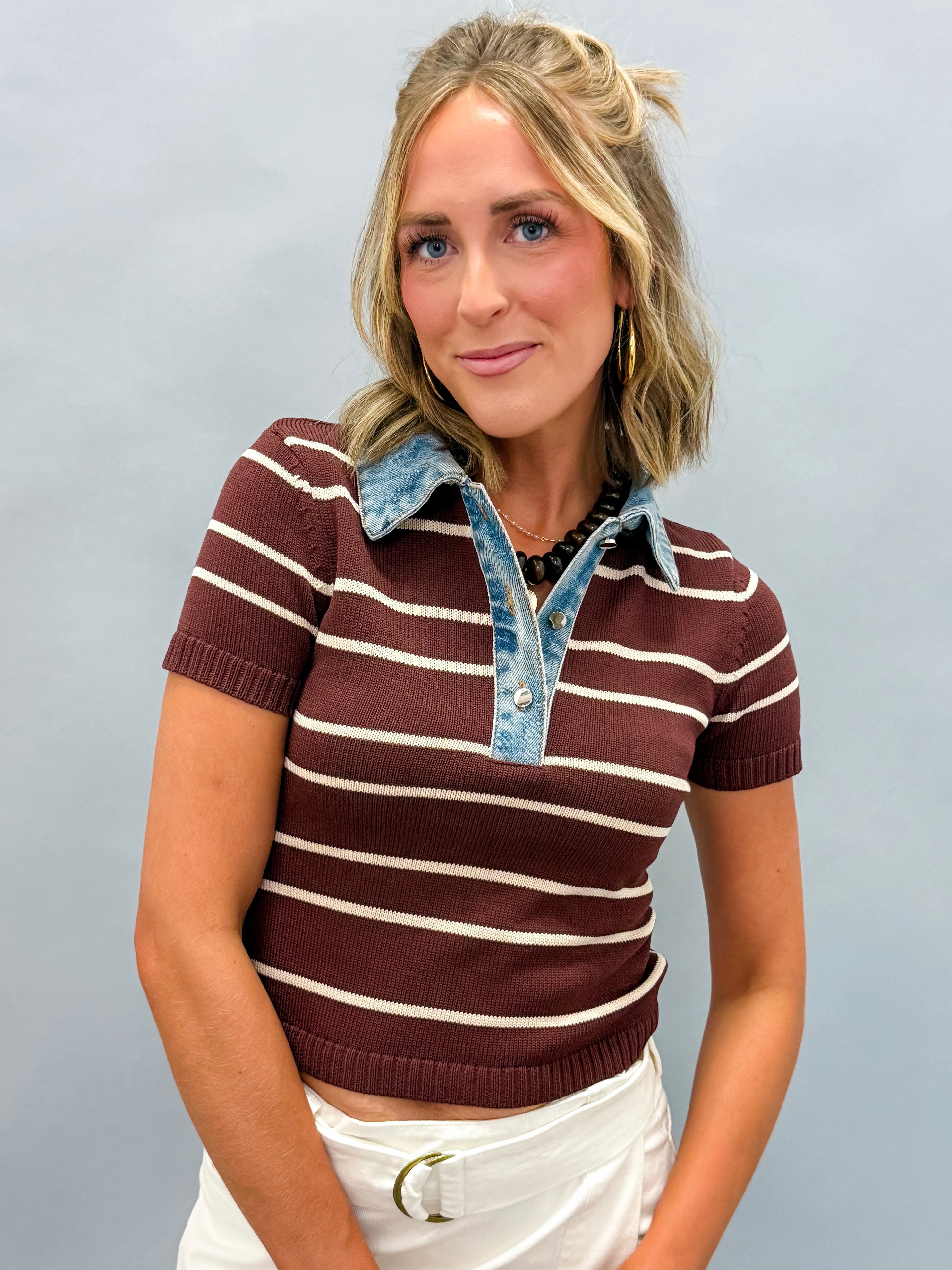 Shyla Striped Contrast Top