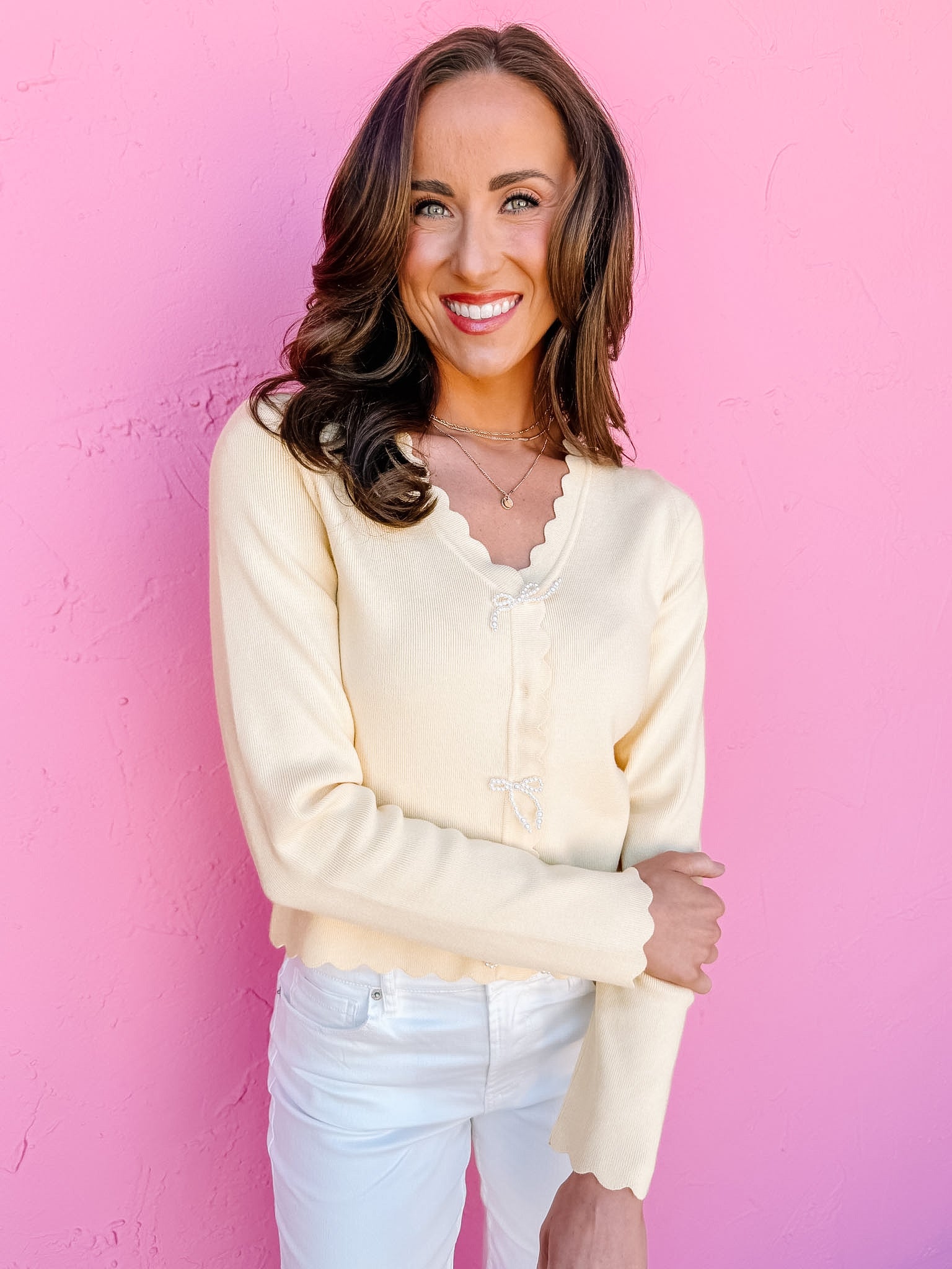 Sidney Scalloped Sweater-Yellow