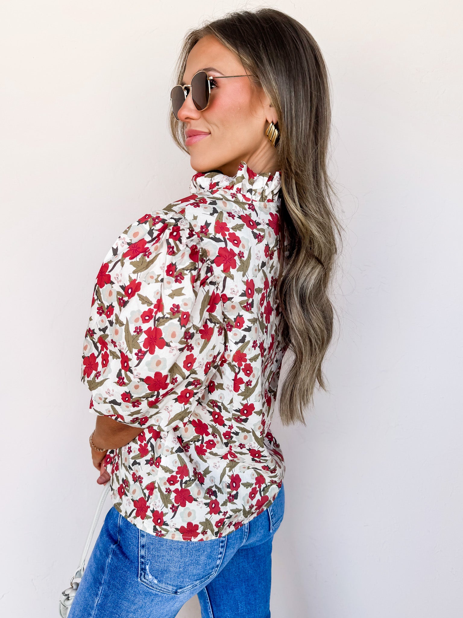 Arden Floral Button Front Top