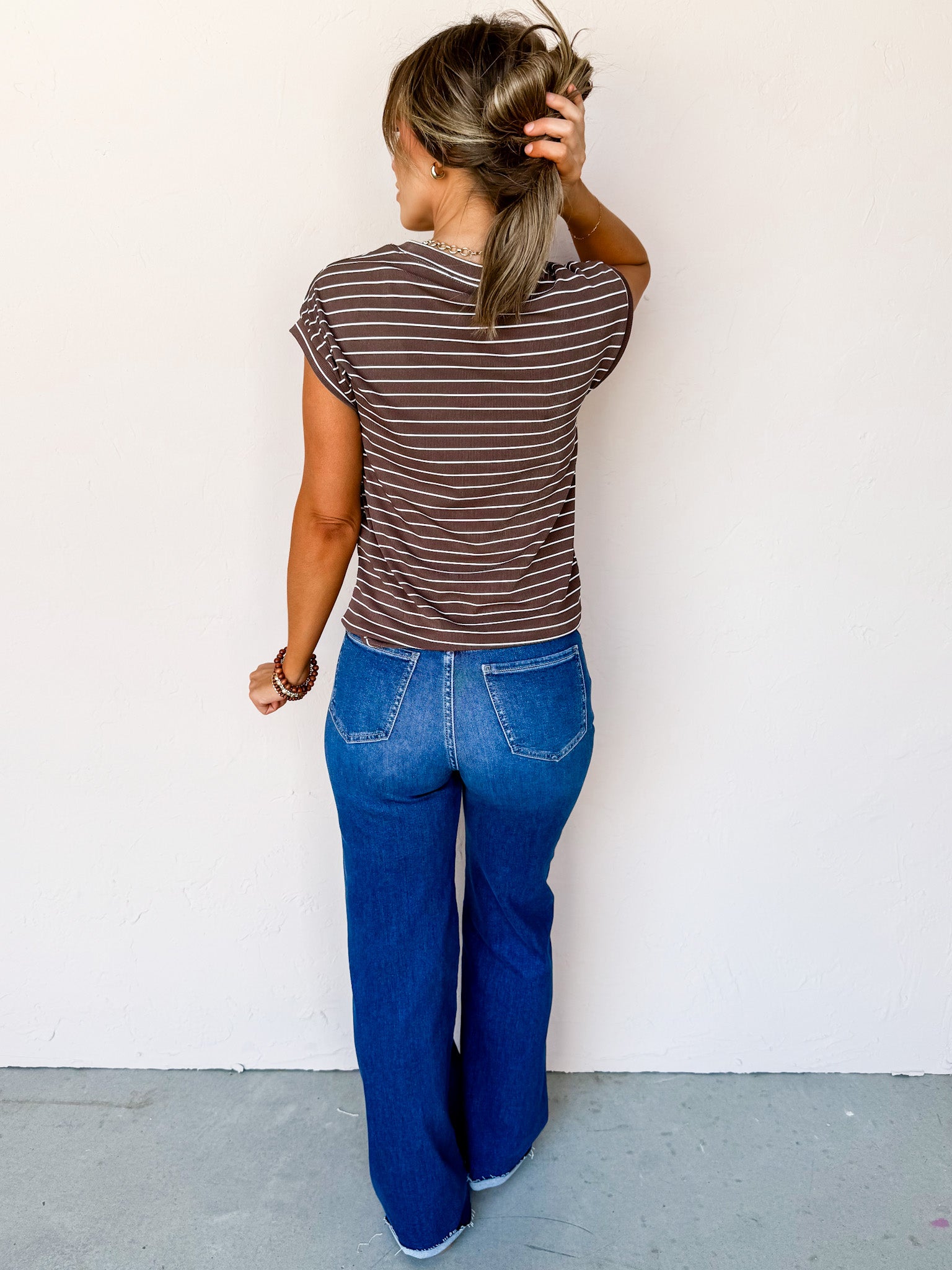 Simply Casual Striped Top-Brown