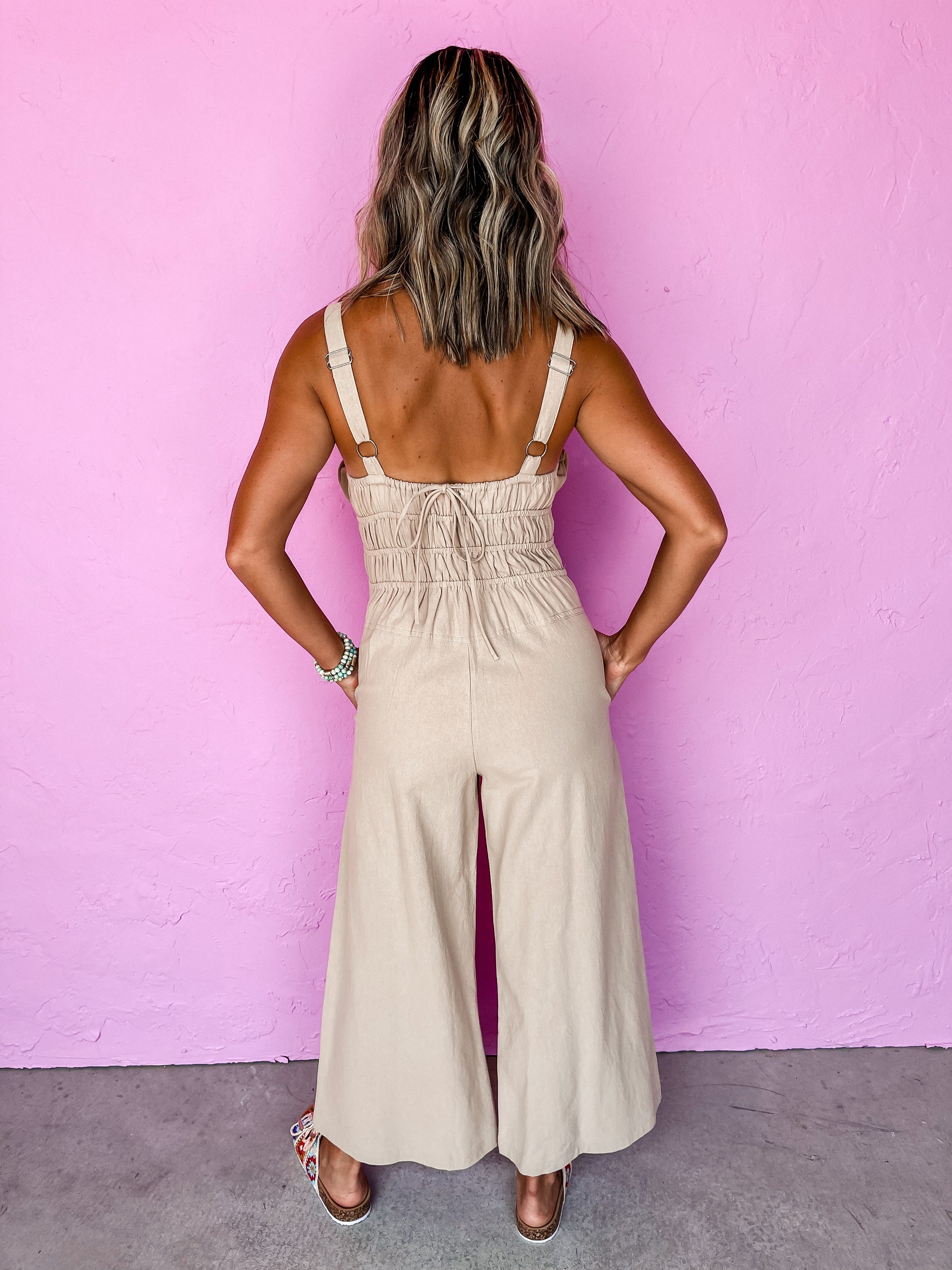 Simply Charmed Sleeveless Jumpsuit-Oat