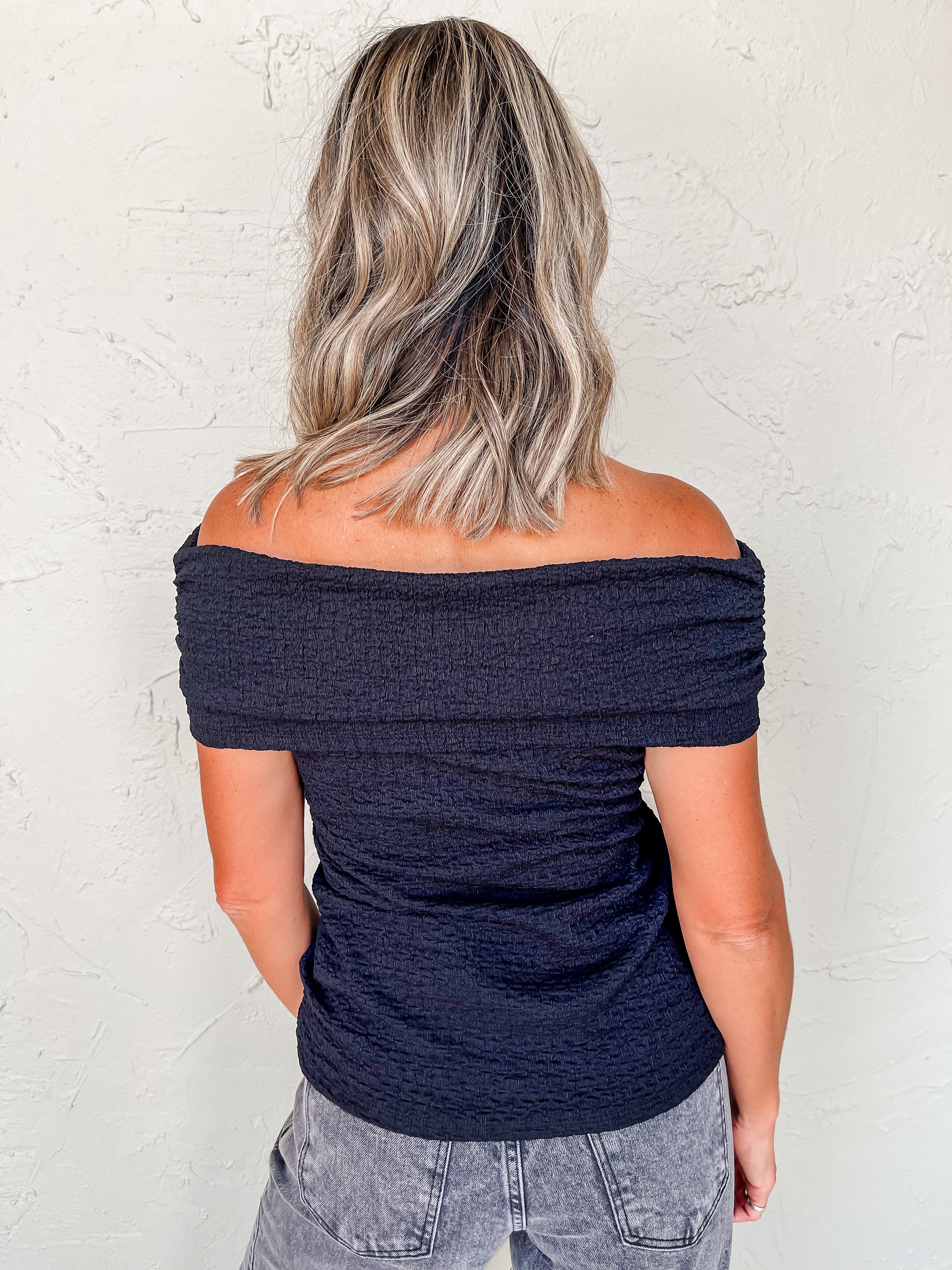 Simply Charming Off The Shoulder Top-Black