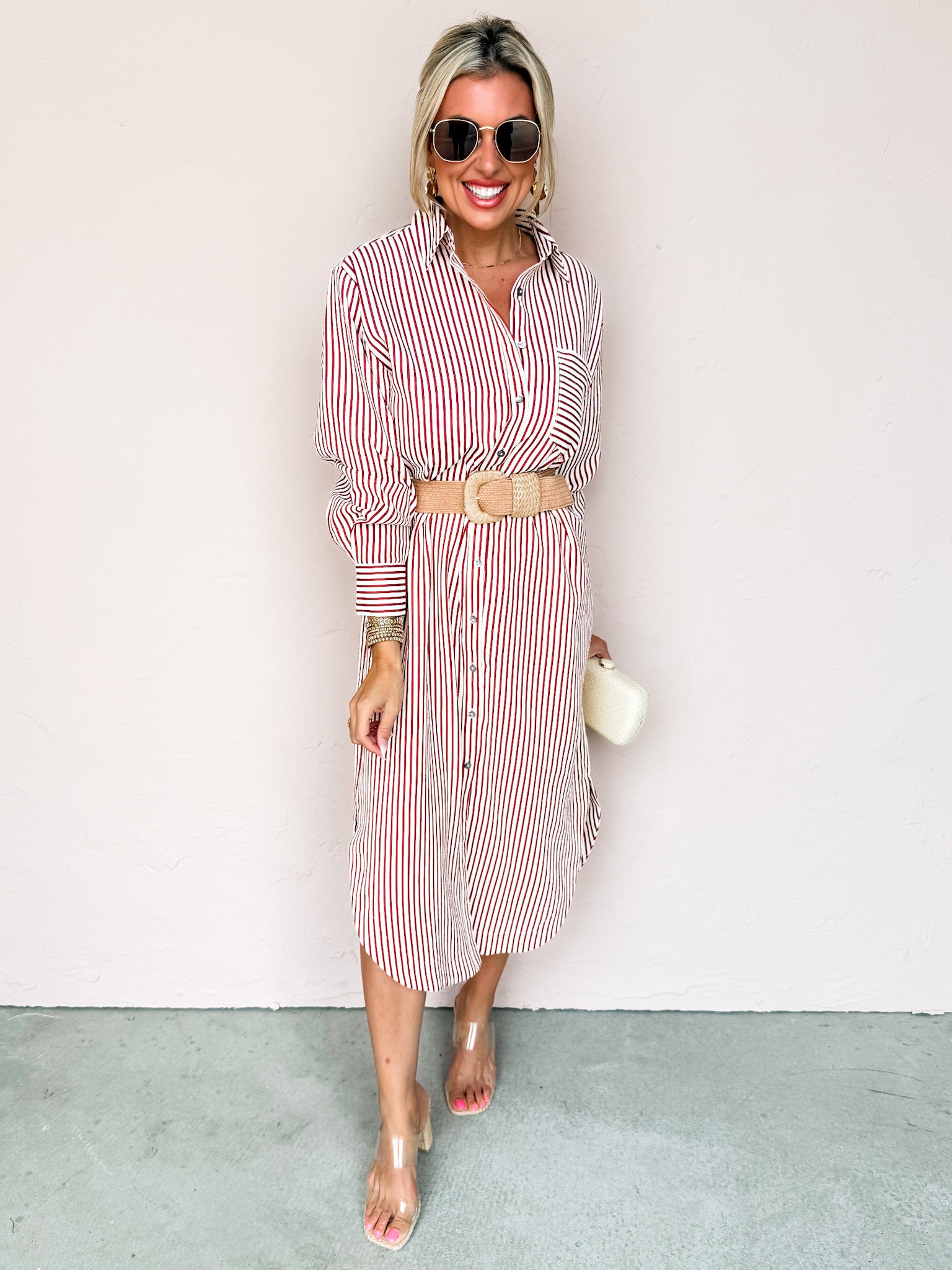 Simply Everyday Striped Button Front Dress