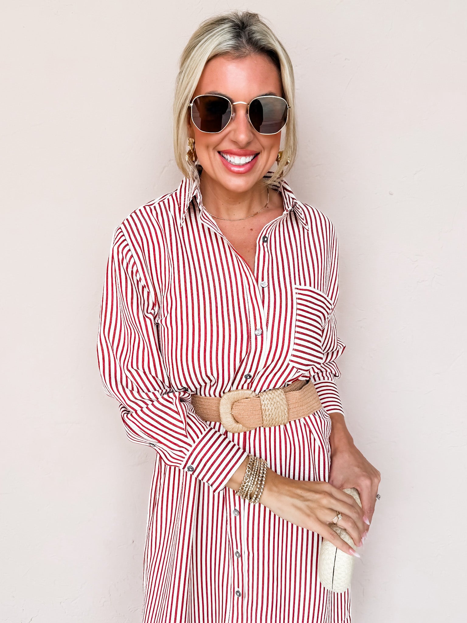 Simply Everyday Striped Button Front Dress
