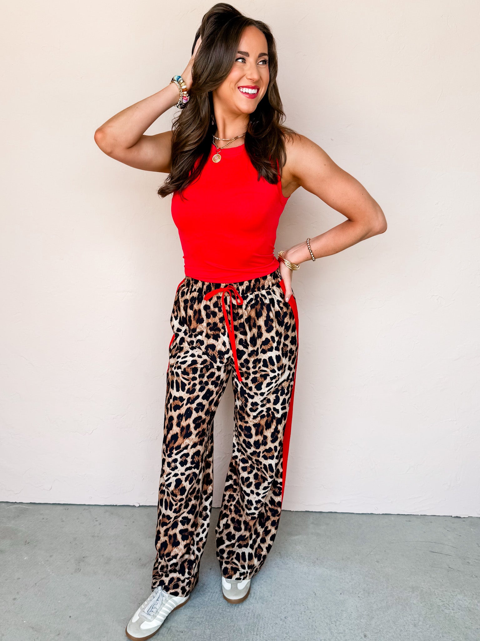 豹柄　NOREMID LEOPARD PANTS M BEAUDRM Men's Leopard Cheetah Pants Drawstring Elastic Waist