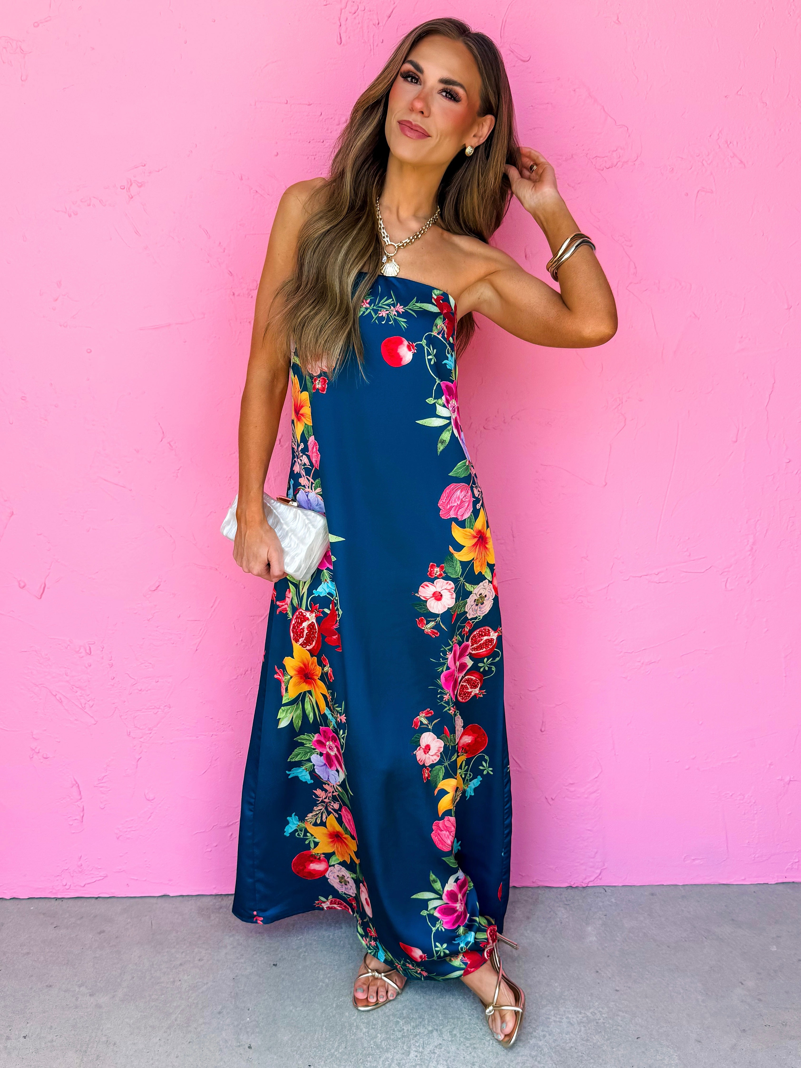 Skye Botanical Strapless Maxi Dress