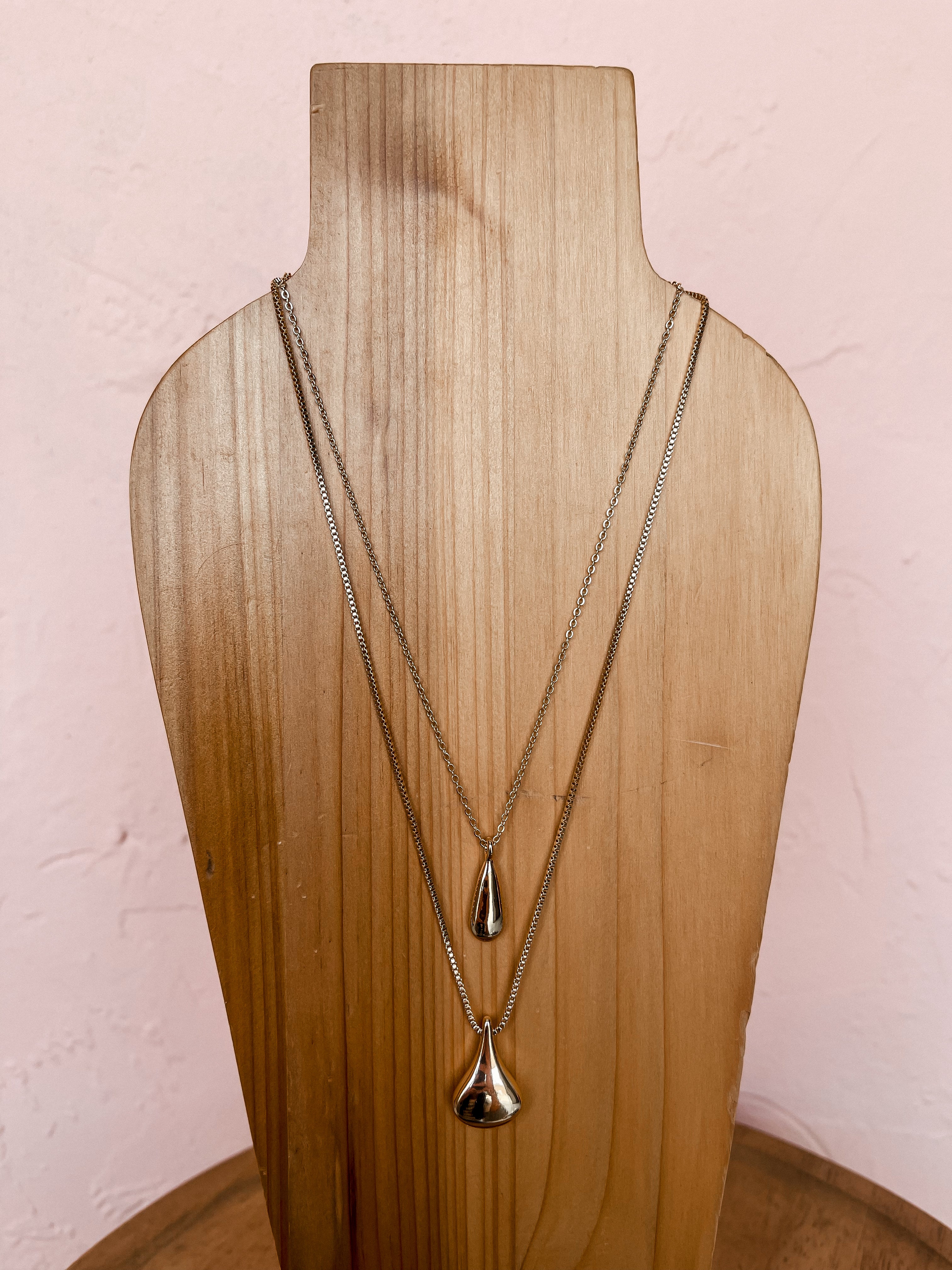 So Charmed Layered Teardrop Necklace-Gold