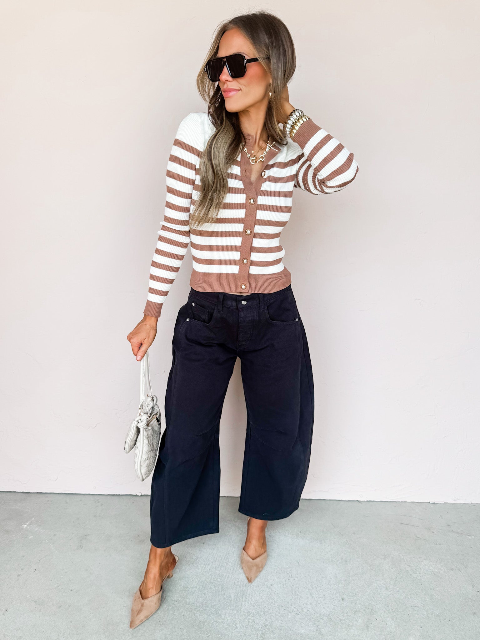 Sable Striped Button Front Cardigan