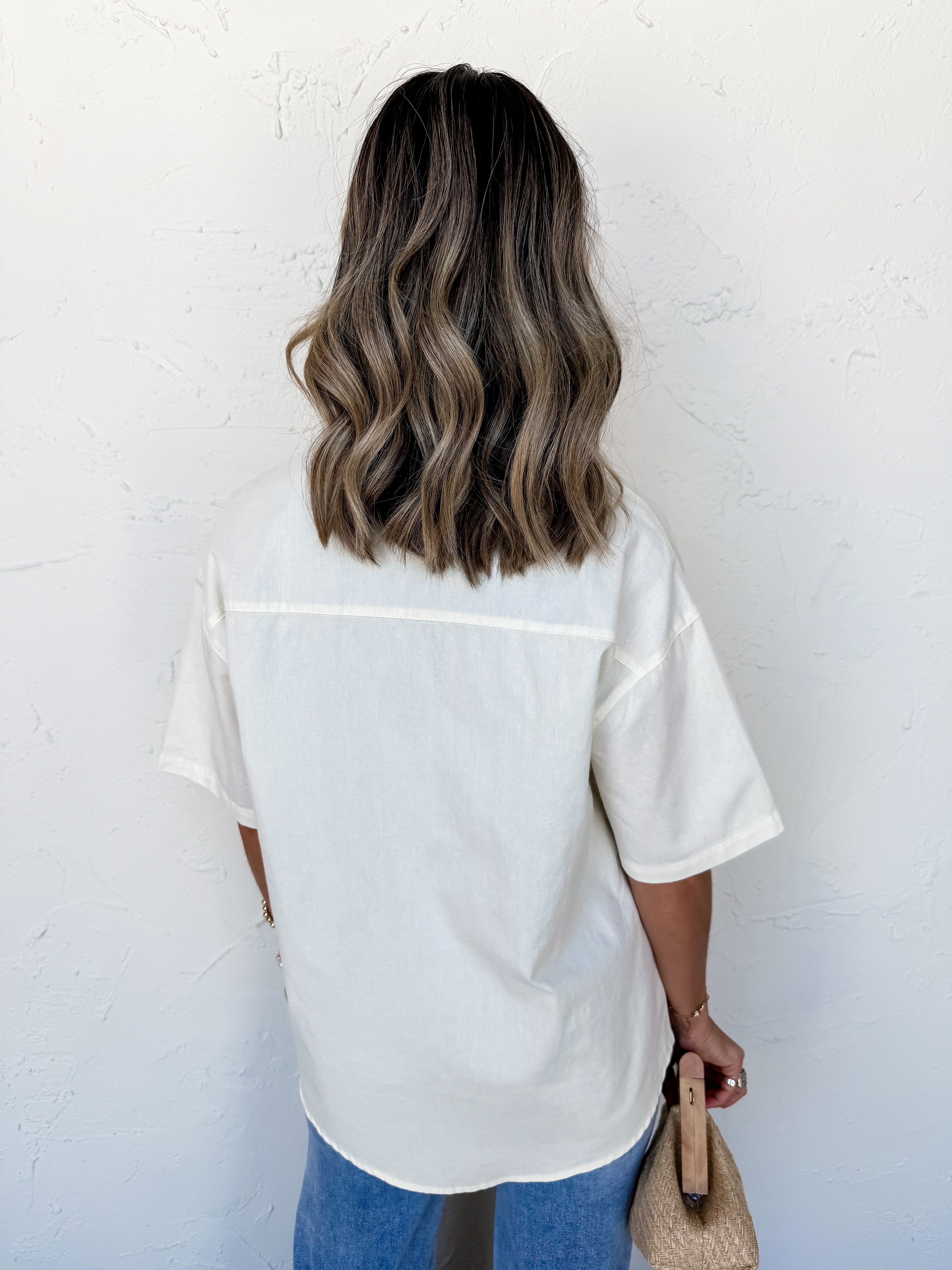 Sounds Like Me Button Front Top-Cream